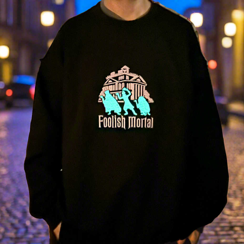 Embroidered "Foolish Mortal" Glow in the Dark -Unisex Pullover