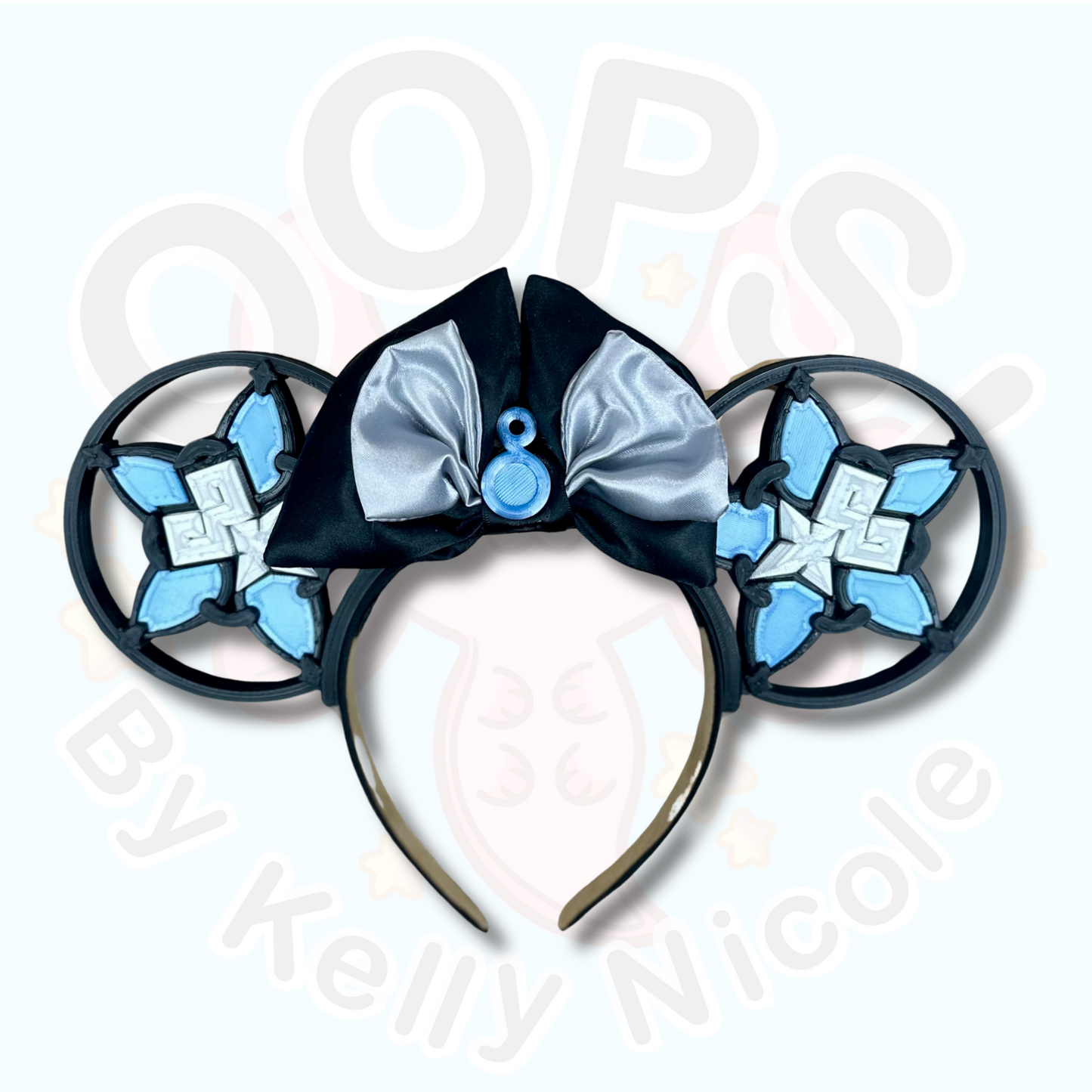 Kingdom Hearts « Aqua » EARS ou BOW pour parc à thème, cosplay ou collectionneurs. Superbes oreilles de Mickey unisexes pour WDW Bound, visites de parcs ou vacances.