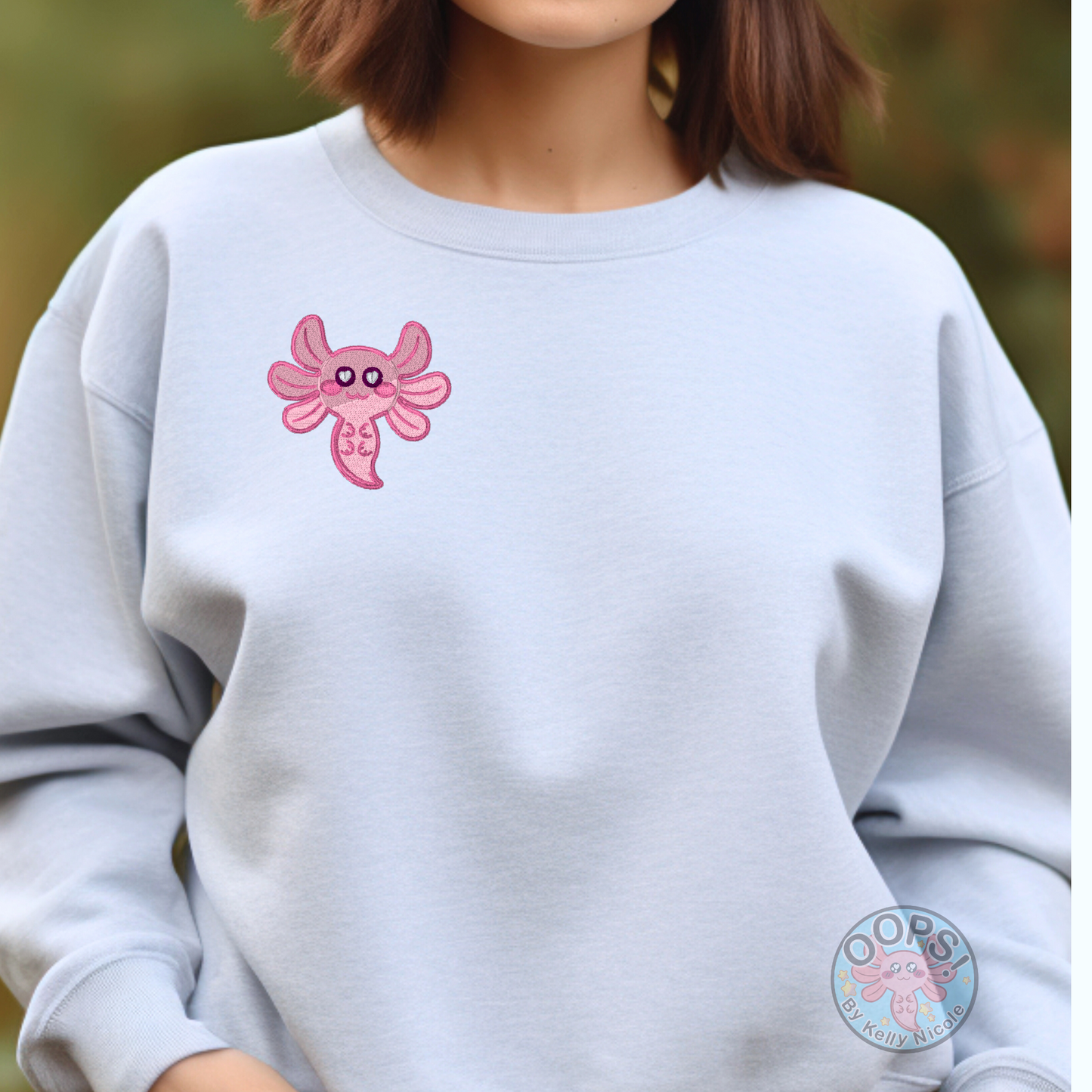 Camiseta personalizada bordada "Spud, el Axolotl" Sudadera acogedora Sudadera cómoda con capucha para el hogar, el trabajo o un regalo personalizado.