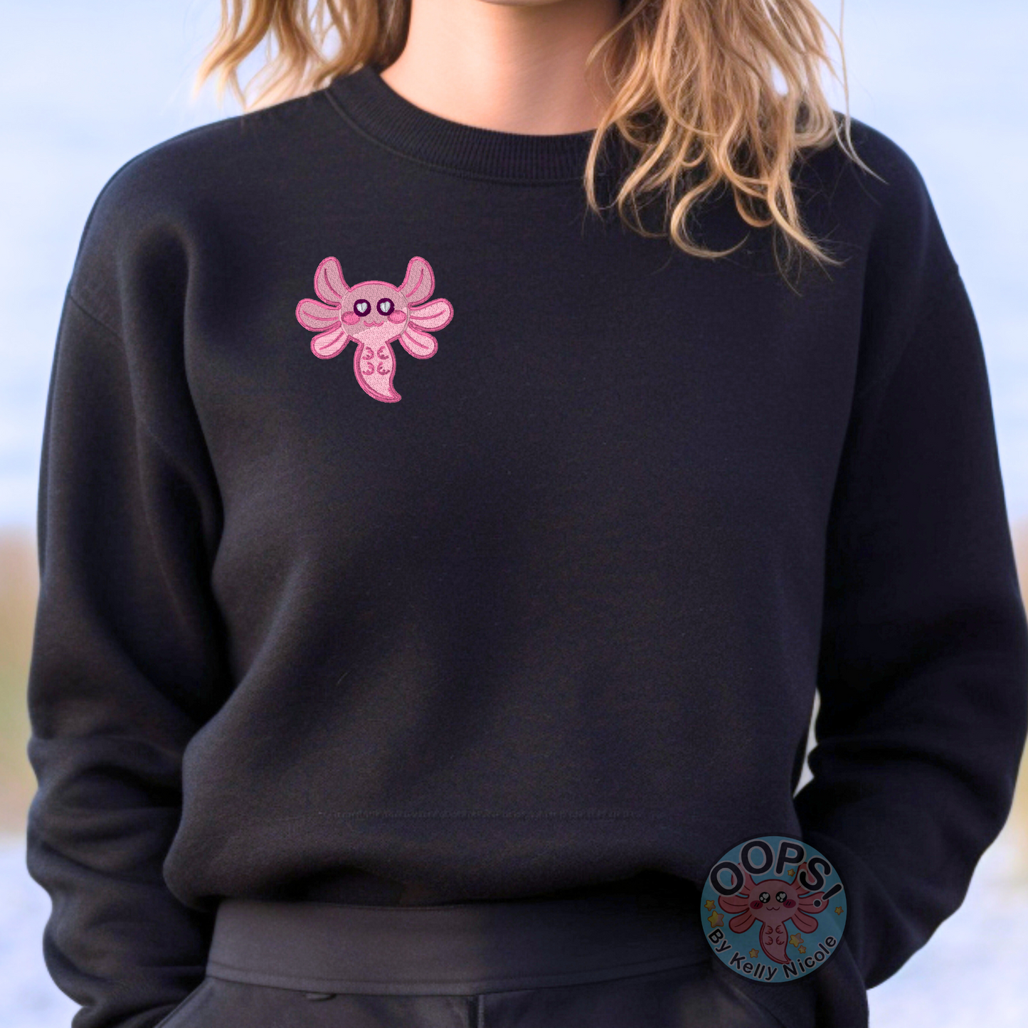 Embroidered  "Spud, the Axolotl"  Unisex Pullover