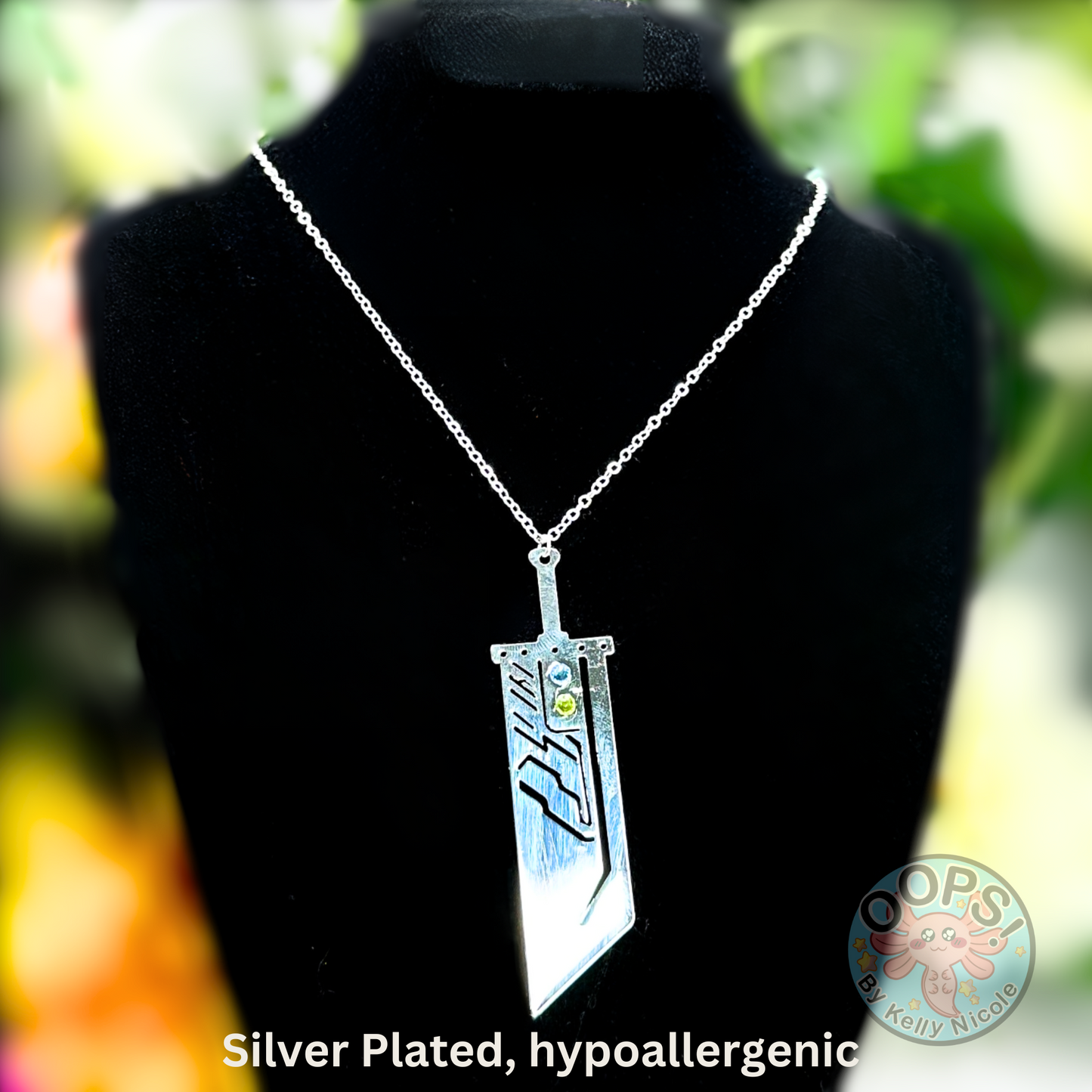 Nouveau pack ! -Final Fantasy-Buster Sword Ensemble de bijoux plaqué argent avec collier et boucles d'oreilles pendantes. Parfait pour toute occasion ou cadeau.