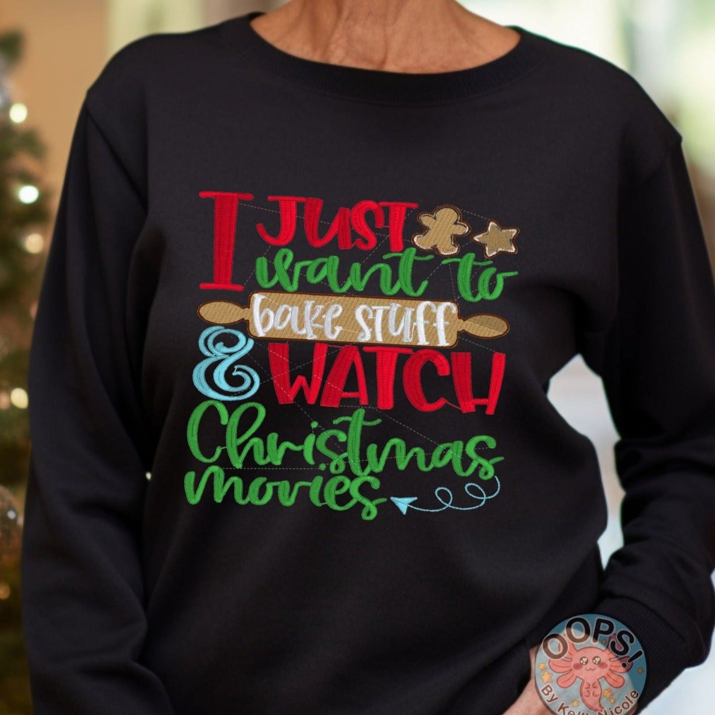 “BAKE AND WATCH CHRISTMAS MOVIES” Embroidered Heavyweight Unisex Sweatshirt in BLACK  Shop online today to get yours at HTTPS://OOPSBYKELLYNICOLE.COM 