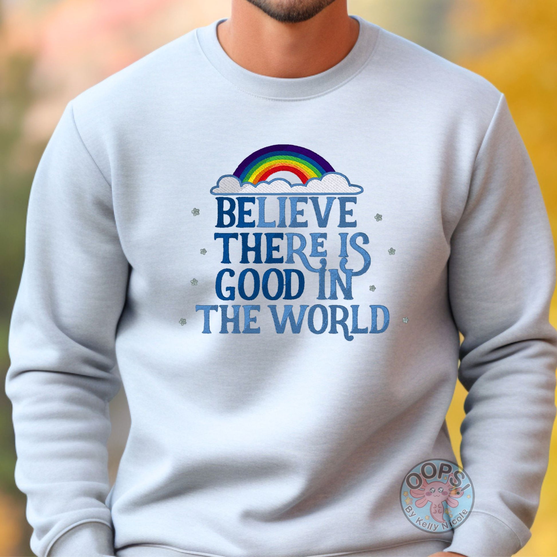 Embroidered “Be the Good” Inspirational Unisex Sweatshirt in Ash.  Order yours today at https://oopsbykellynicole.com.