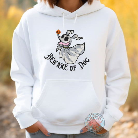 Embroidered "Beware of Dog", ZERO - Nightmare Before Christmas Unisex Pullover