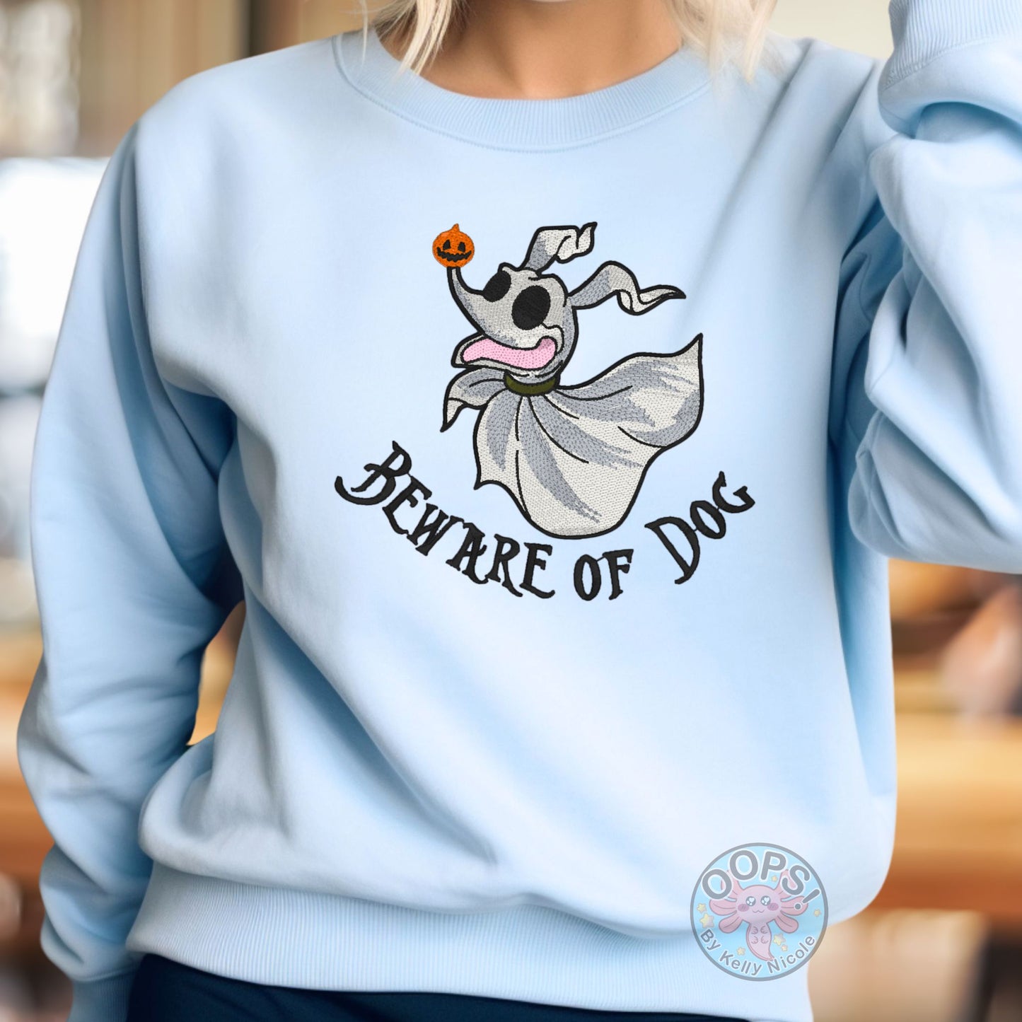 Embroidered "Beware of Dog", ZERO - Nightmare Before Christmas Unisex Pullover