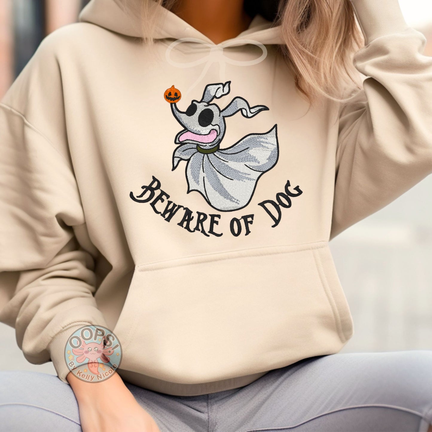 Embroidered "Beware of Dog", ZERO - Nightmare Before Christmas Unisex Pullover