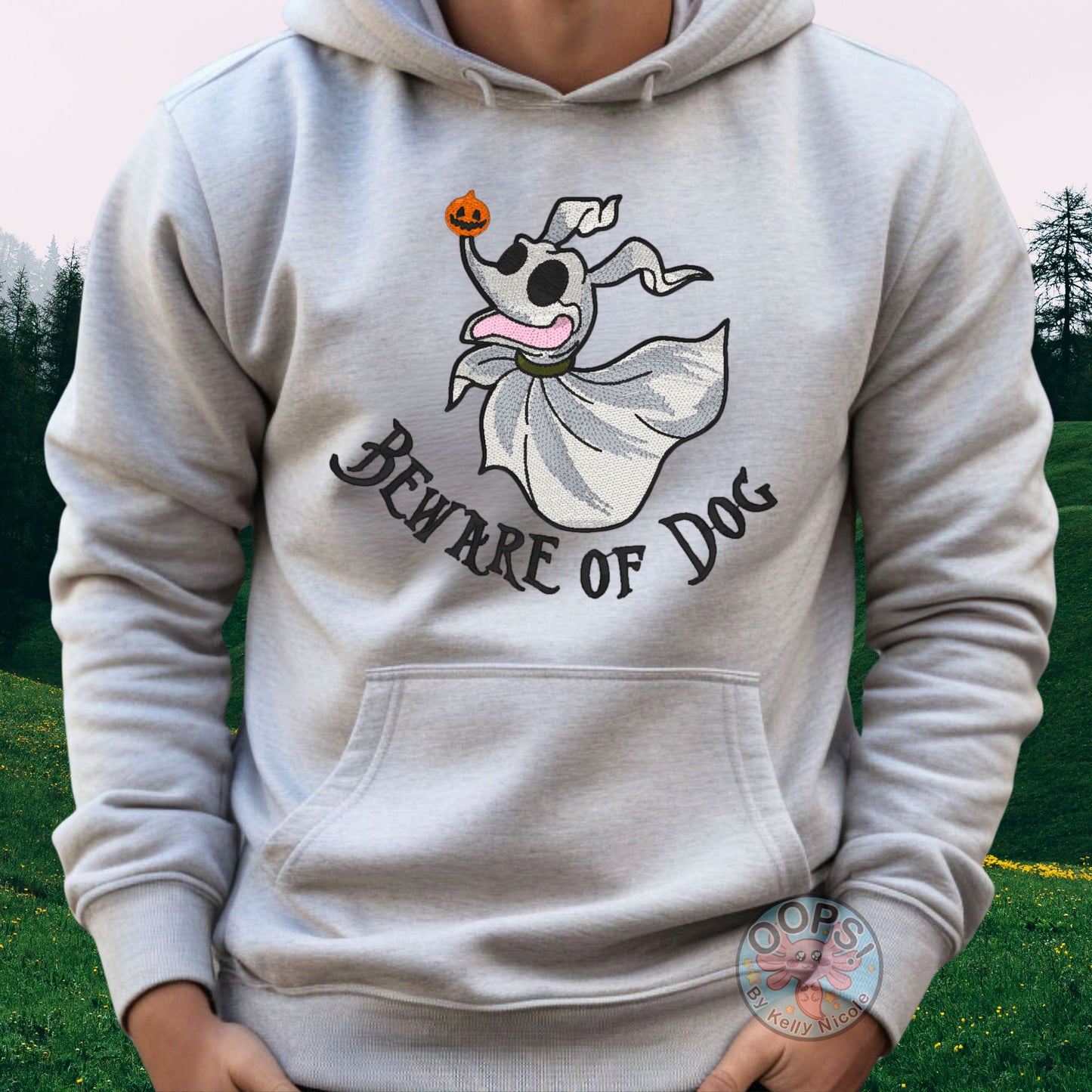 Embroidered "Beware of Dog", ZERO - Nightmare Before Christmas Unisex Pullover