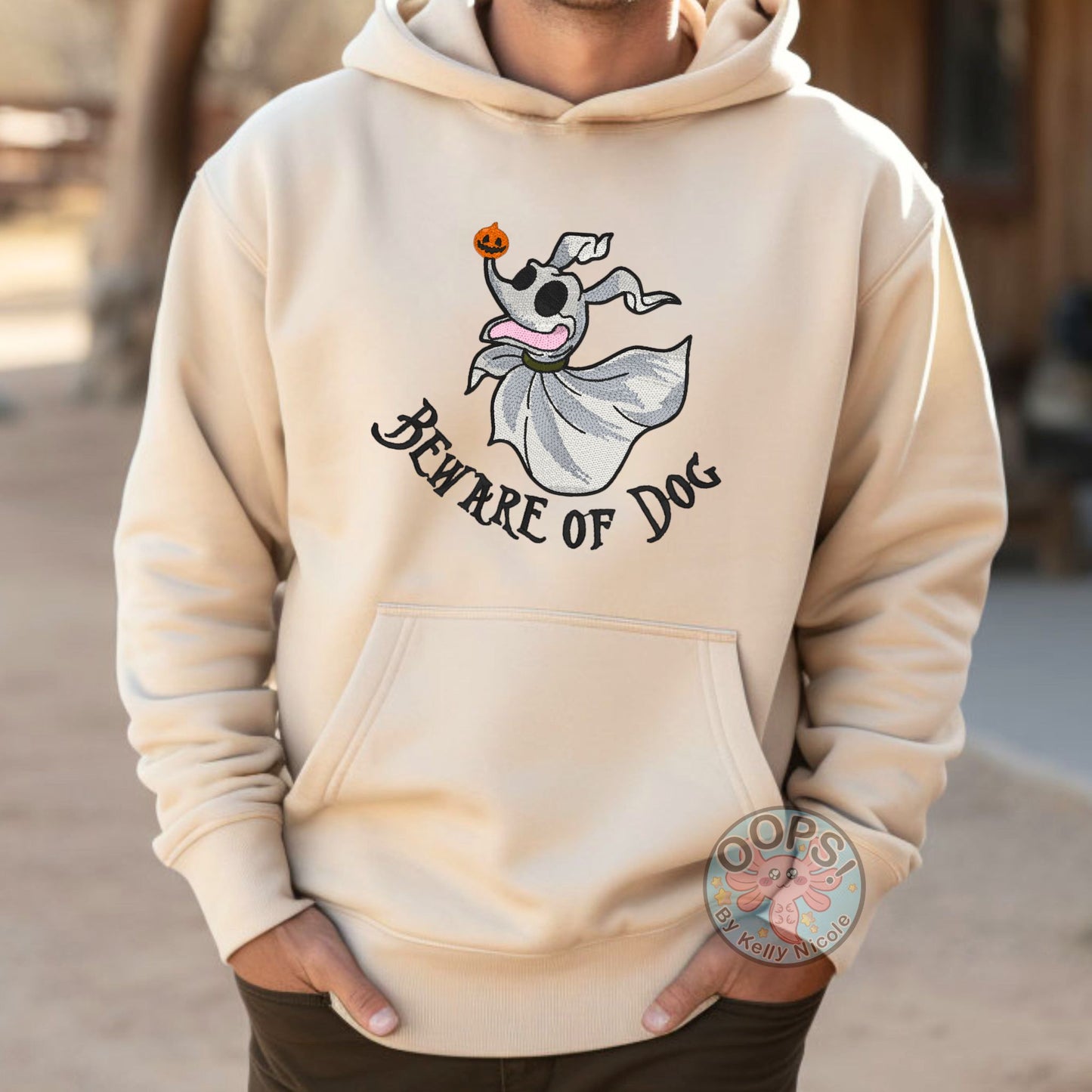 Embroidered "Beware of Dog", ZERO - Nightmare Before Christmas Unisex Pullover