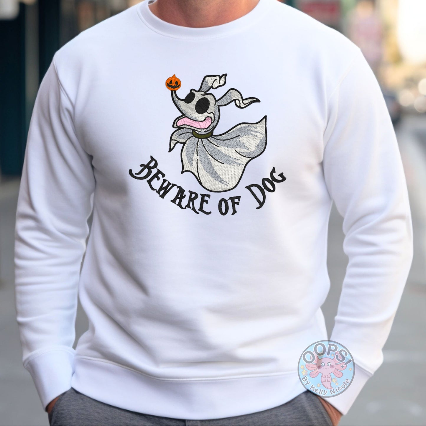 Embroidered "Beware of Dog", ZERO - Nightmare Before Christmas Unisex Pullover