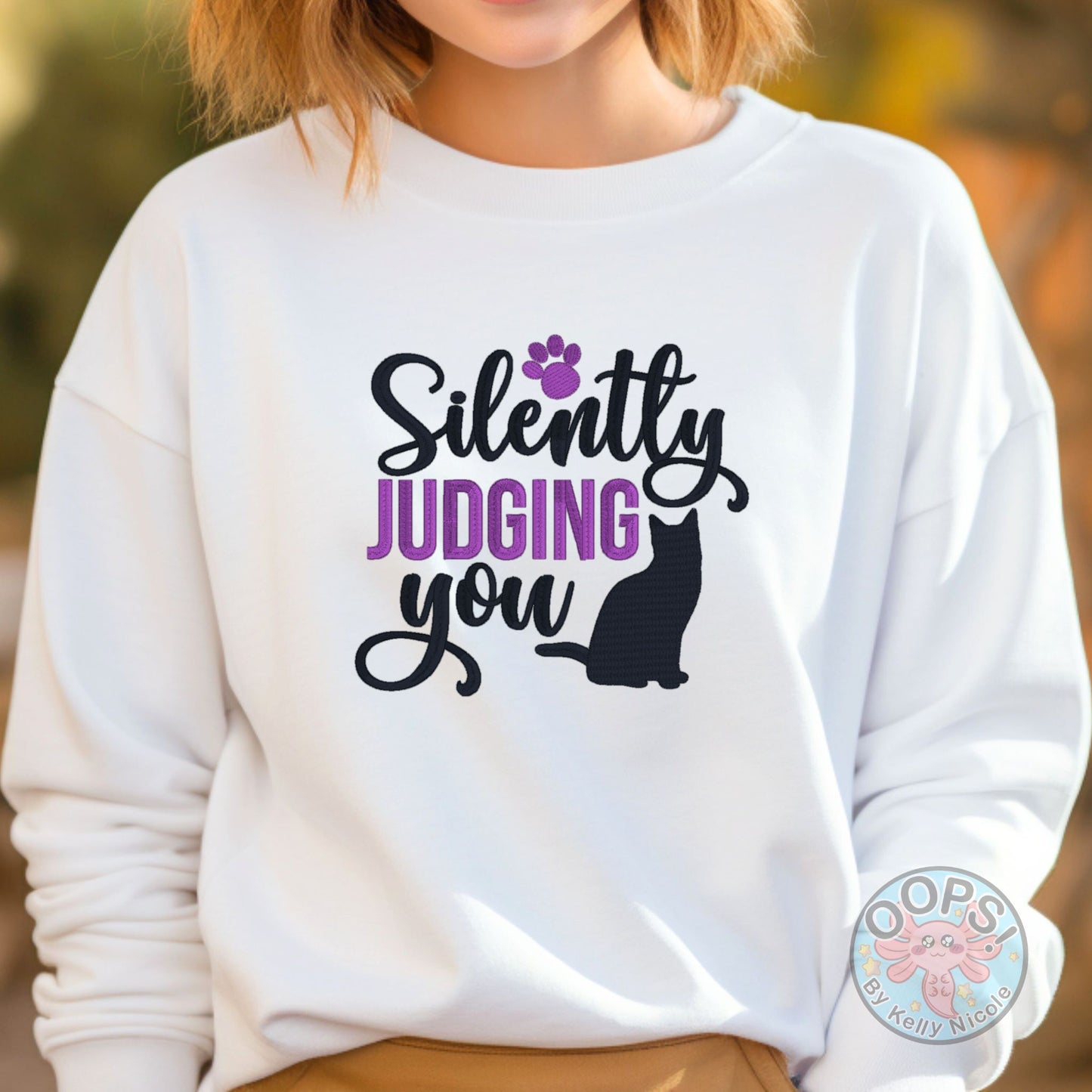 Embroidered "Silently Judging You" Cat Lover Unisex Pullover