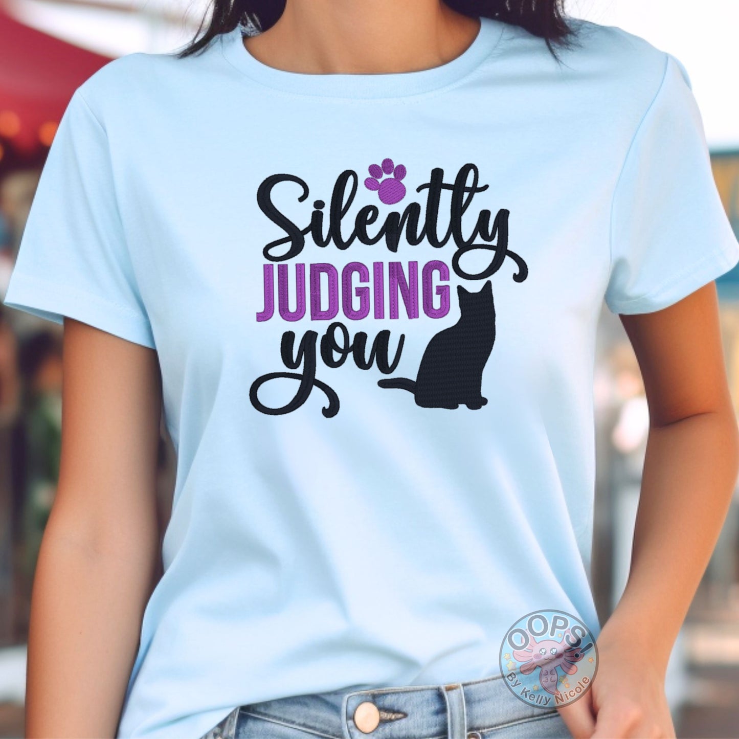 Embroidered "Silently Judging You" Cat Lover Unisex Pullover