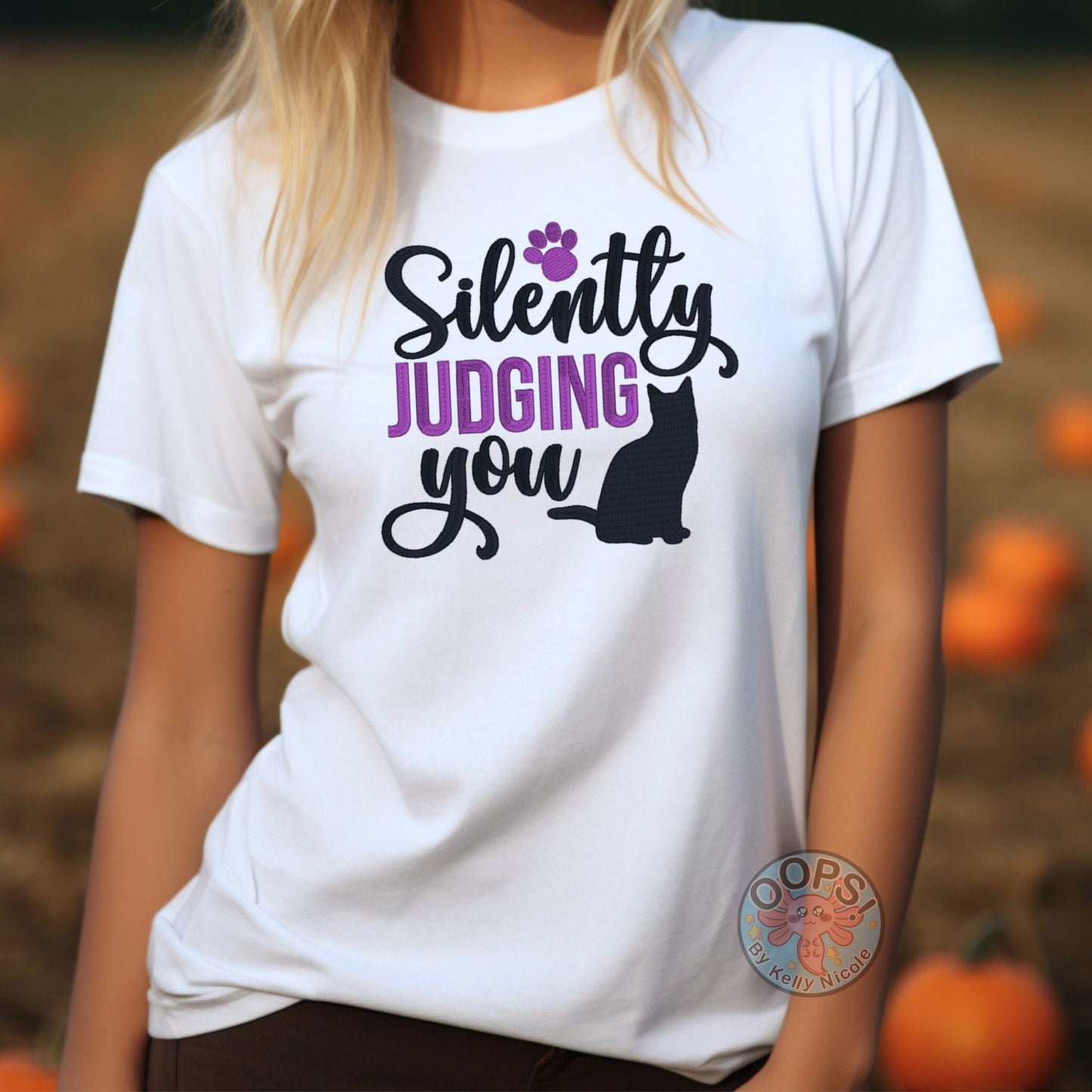 Embroidered "Silently Judging You" Cat Lover Unisex Pullover