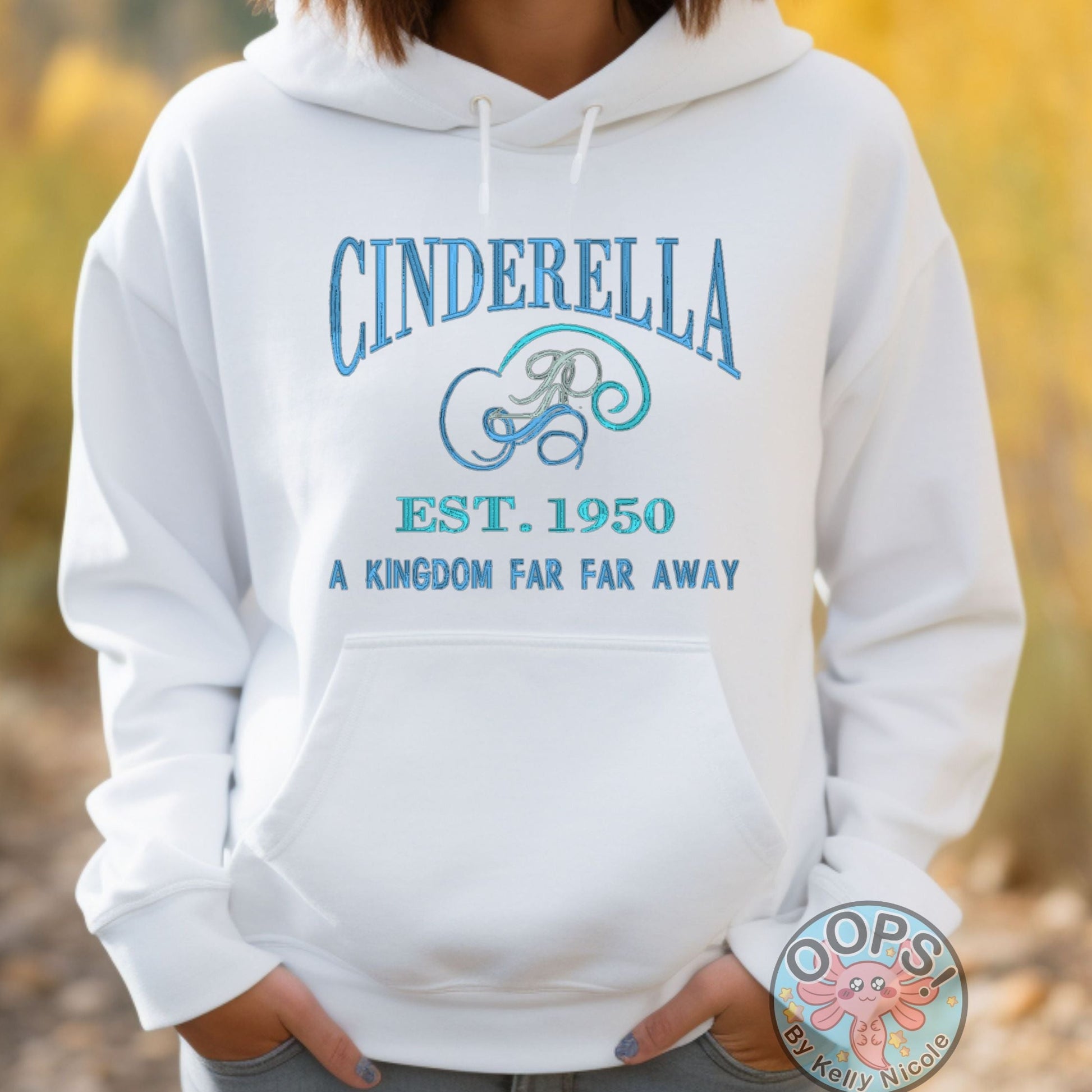 “Cinderella”  Disney Princess  Embroidered   Embroidered Heavyweight Unisex Hoodie in WHITE.  Shop online today to get yours at HTTPS://OOPSBYKELLYNICOLE.COM 