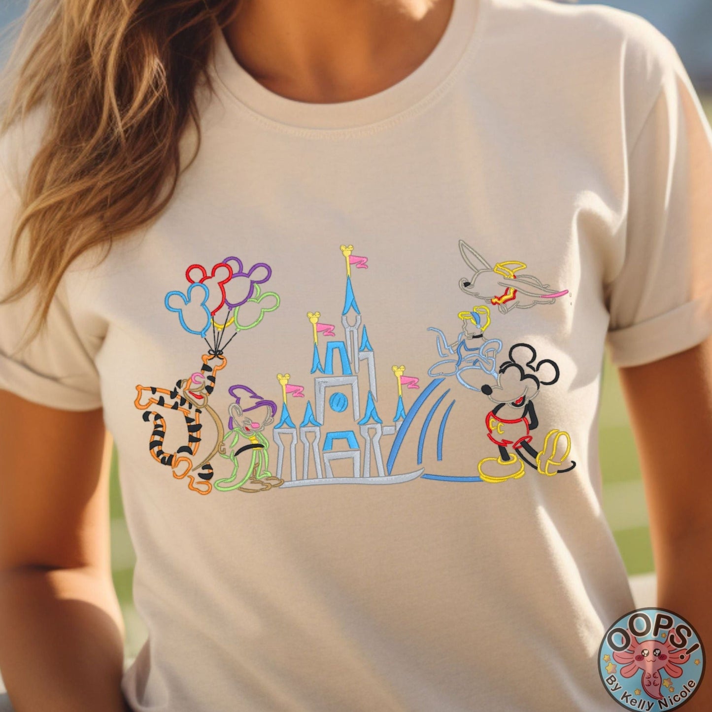 Disney Park Castle, Mickey, Pooh, Cinderella and Friends, Heavyweight Unisex Comfort Colors T-shirt in Sand. Shop online today to get yours at HTTPS://OOPSBYKELLYNICOLE.COM 