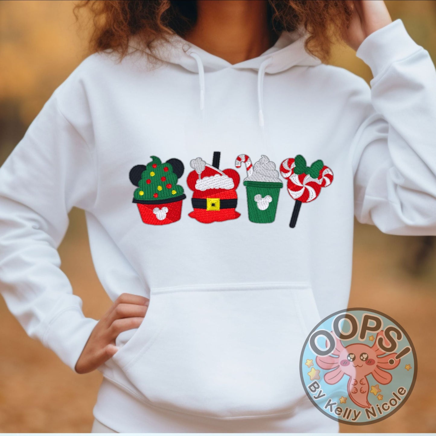 DISNEY Holiday Snacks Embroidered Heavyweight Unisex Hoodie in WHITE.  Shop online today to get yours at HTTPS://OOPSBYKELLYNICOLE.COM 