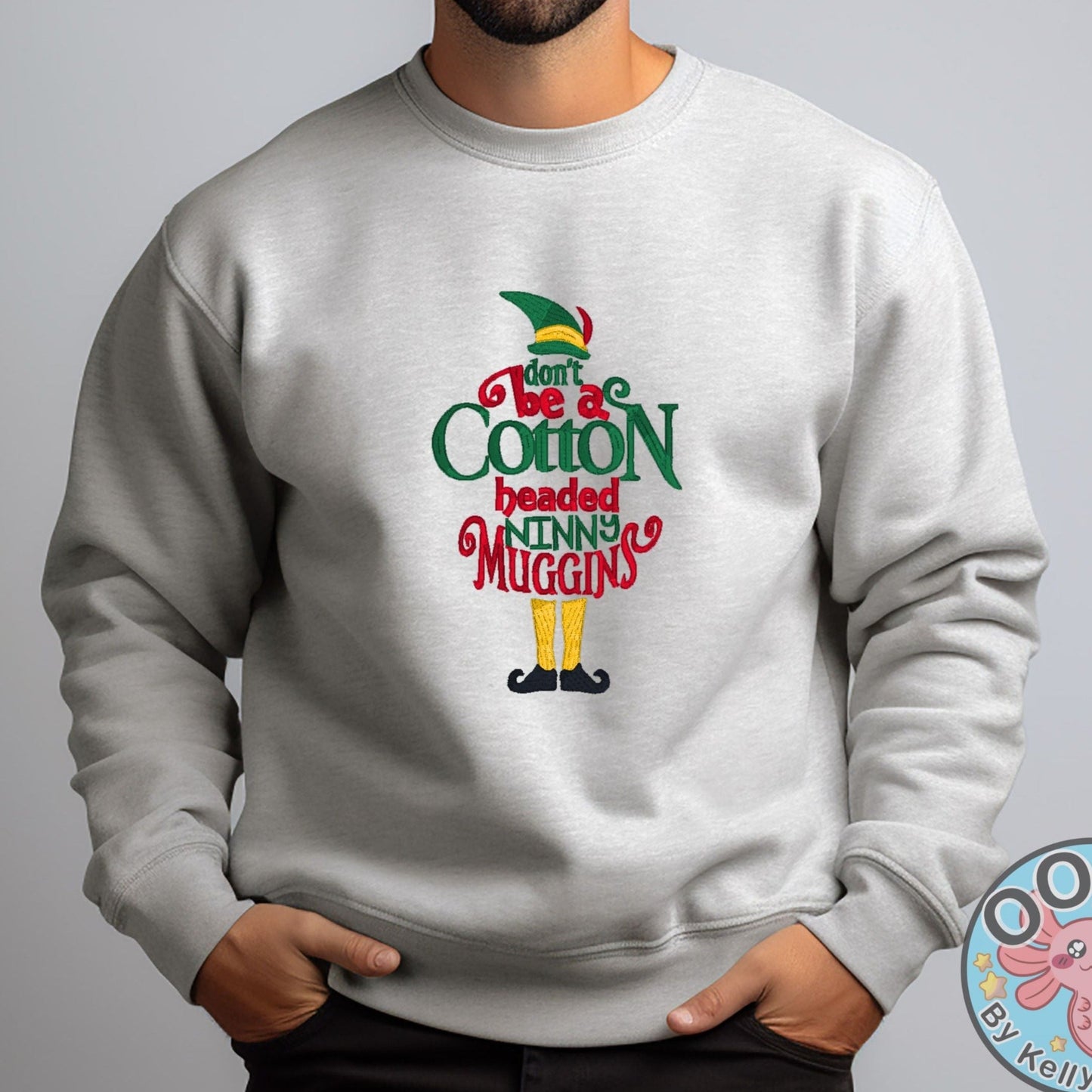 Christmas "ELF - Don't Be a Cotton Headed Ninny Muggins"Embroidered Heavyweight Unisex Sweatshirt in ASH  Shop online today to get yours at HTTPS://OOPSBYKELLYNICOLE.COM 