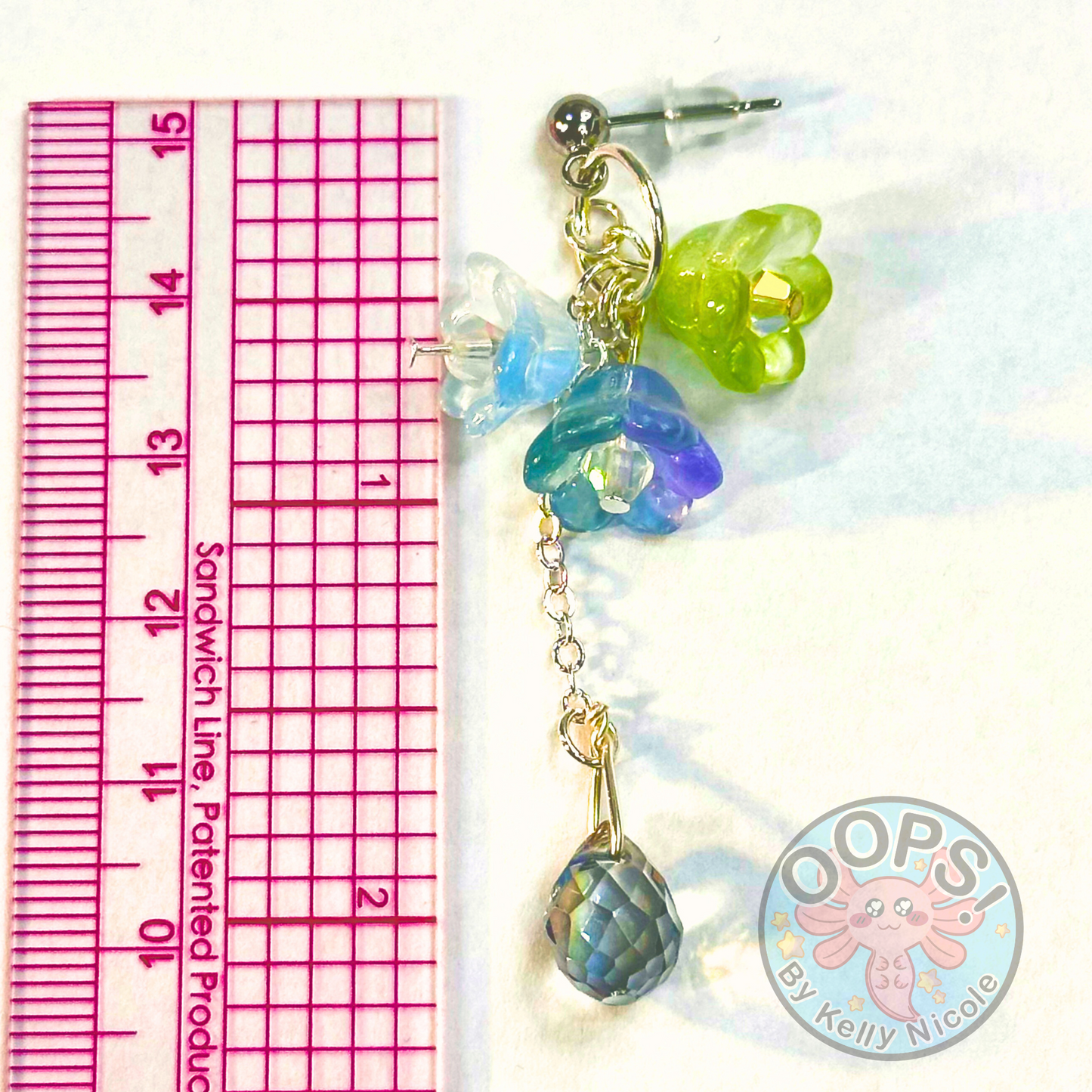 Belles boucles d’oreilles Floral Pastel avec grande goutte de cristal. parfait pour la maison, le travail, une fête ou un cadeau mémorable