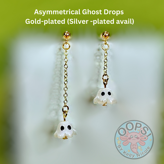 Ghost Drop Earrings choice of Silver or Gold-plated hypoallergenic posts. Lightweight and  perfect for home, work, party or memorable Gift.002 Shop online today to get yours at HTTPS://OOPSBYKELLYNICOLE.COM 