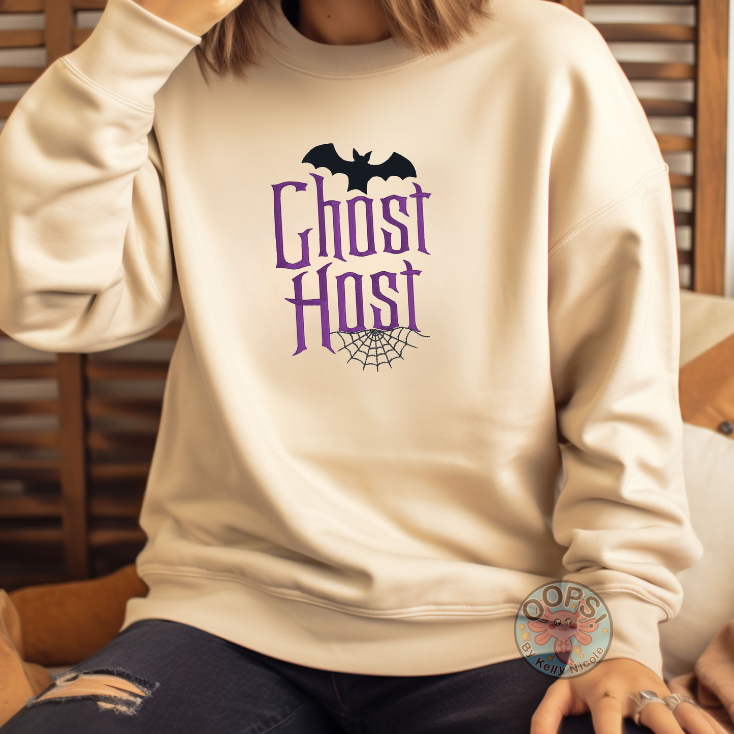 GHOST HOST Disney “Haunted Mansion”  Embroidered FandomHeavyweight Unisex Sweatshirt in SAND.  Shop online today to get yours at HTTPS://OOPSBYKELLYNICOLE.COM 