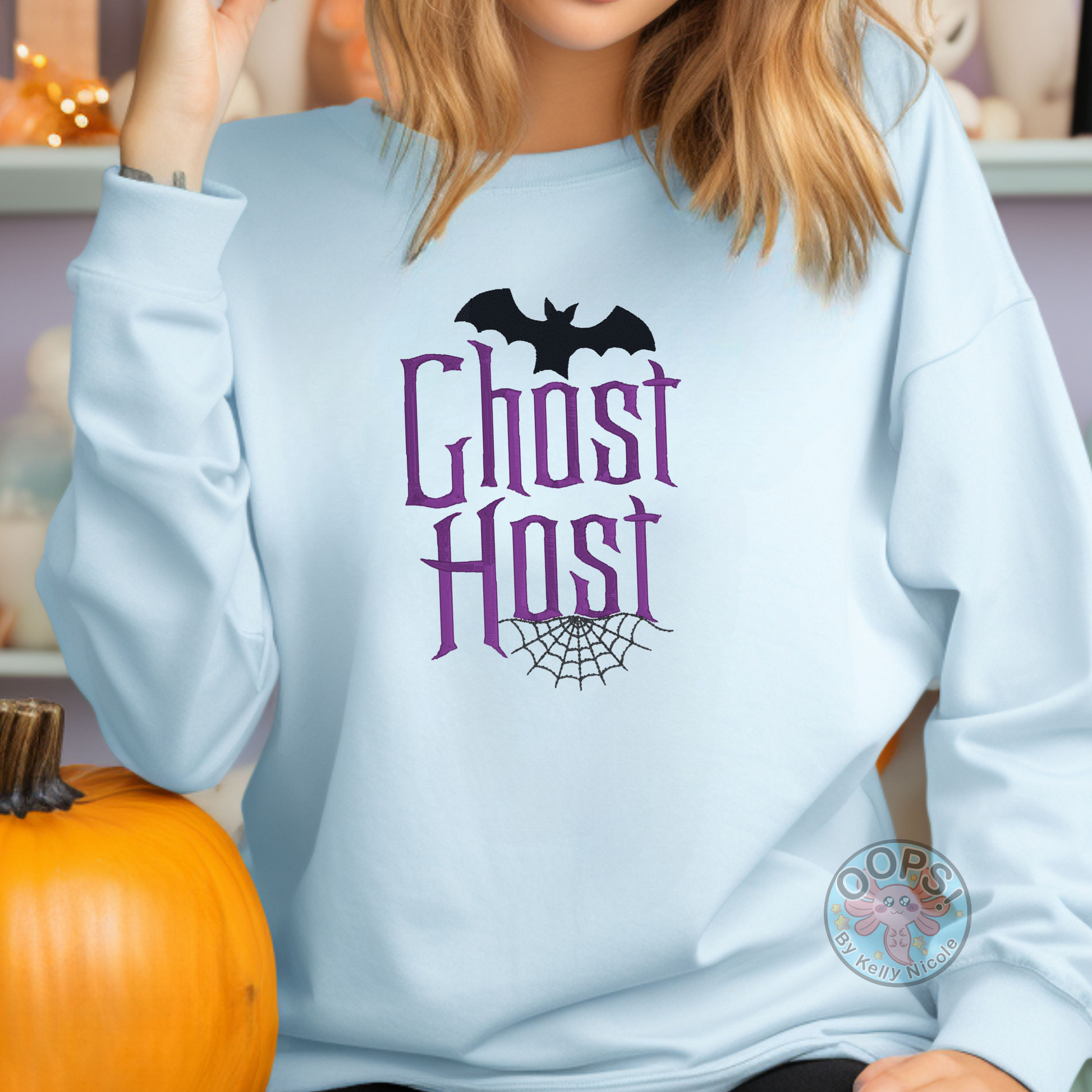 GHOST HOST Disney “Haunted Mansion”  Embroidered FandomHeavyweight Unisex Sweatshirt in BLUE.  Shop online today to get yours at HTTPS://OOPSBYKELLYNICOLE.COM 