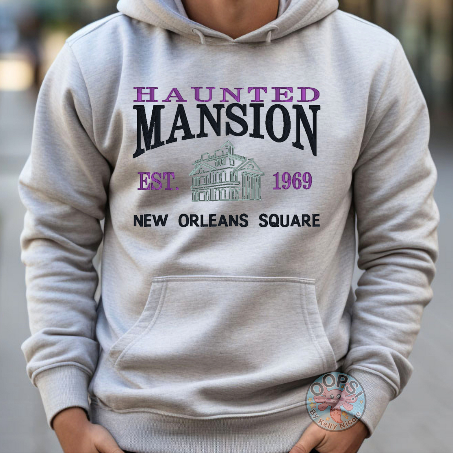 Disney “Haunted Mansion” Embroidered Fandom Shirt. Embroidered Heavyweight Unisex Hoodie in Ash.  Shop online today to get yours at HTTPS://OOPSBYKELLYNICOLE.COM 