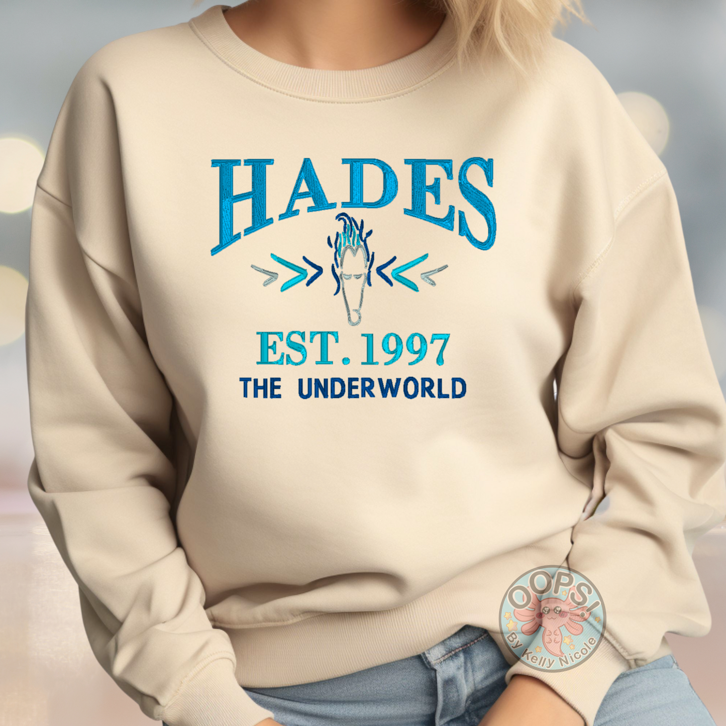 Camisa "Hades" bordada, cuello redondo de villano unisex, sudadera acogedora de Hércules, sudadera cómoda con capucha, diseño cómodo para el hogar, el trabajo o un regalo personalizado