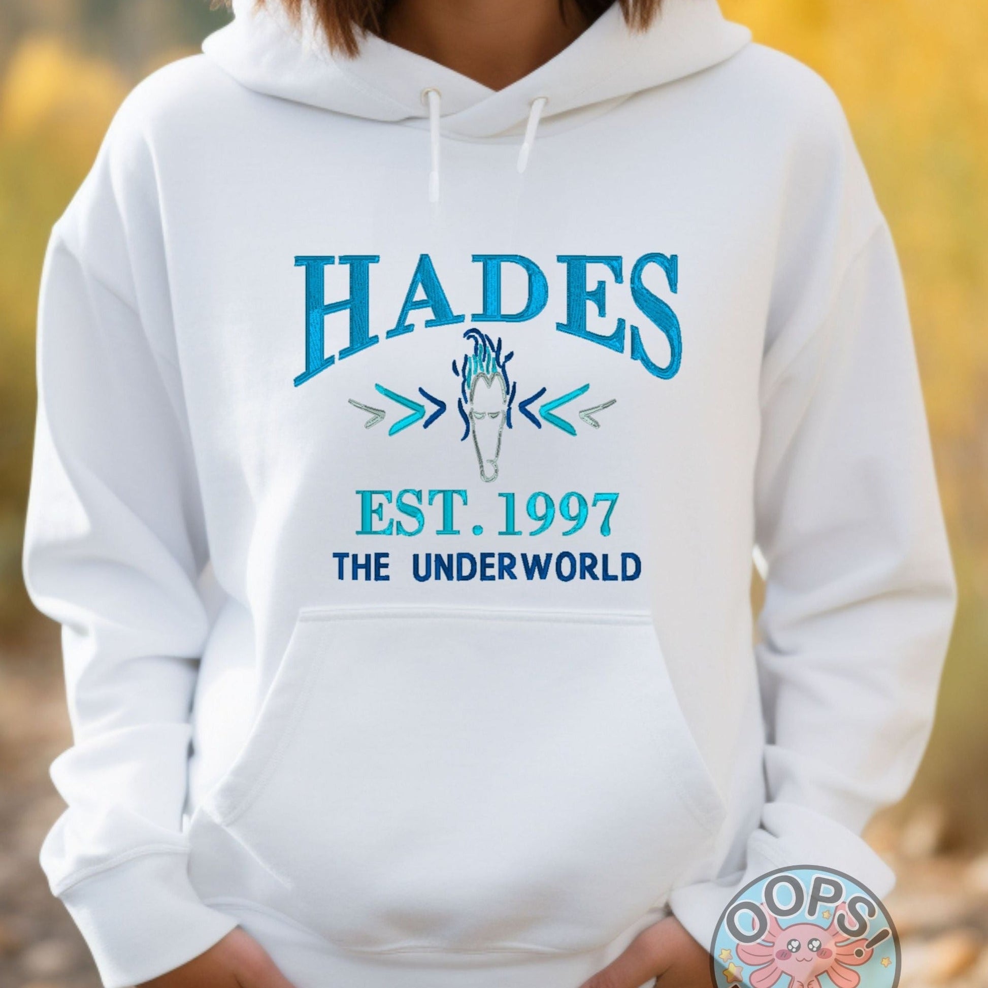 “HADES”  Disney VillainEmbroidered Heavyweight Unisex Hoodie in WHITE.  Shop online today to get yours at HTTPS://OOPSBYKELLYNICOLE.COM 