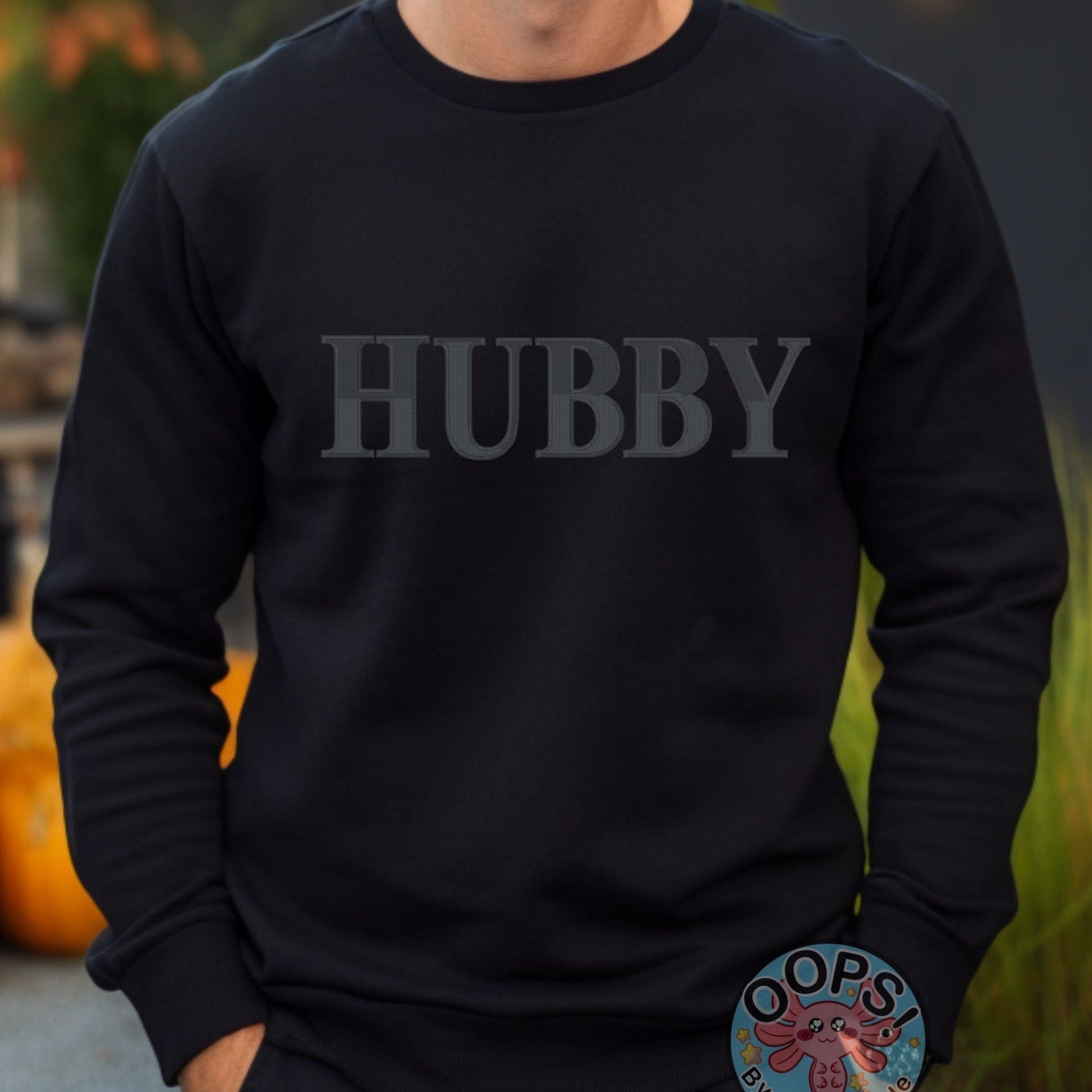 “HUBBY” Embroidered Heavyweight Unisex Sweatshirt in BLACK Shop online today to get yours at HTTPS://OOPSBYKELLYNICOLE.COM 