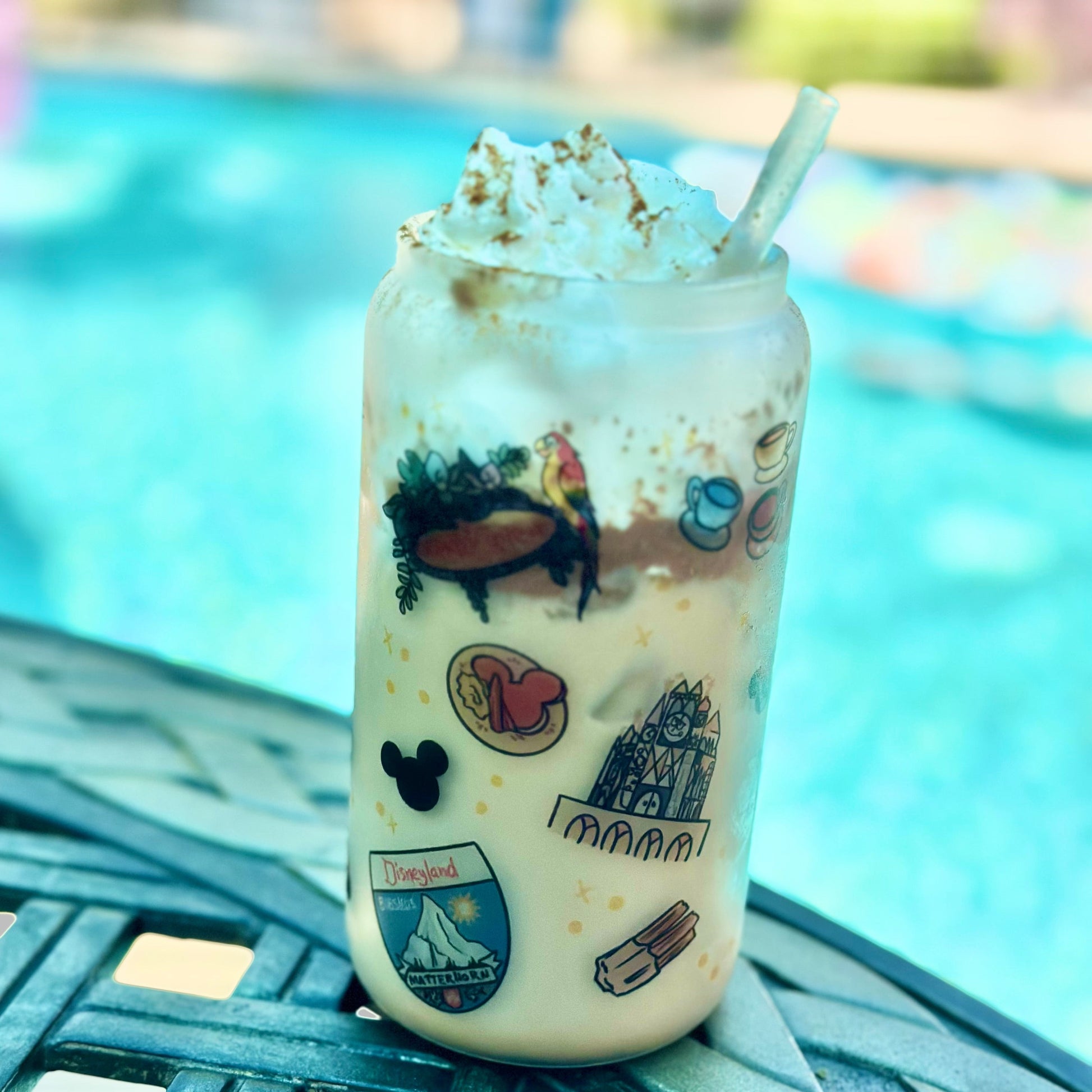 Disney Theme Park FROSTED GLASS Sublimation TUMBLERS in 16 oz  Lid and Straw Included. Shop online today to get yours at HTTPS://OOPSBYKELLYNICOLE.COM