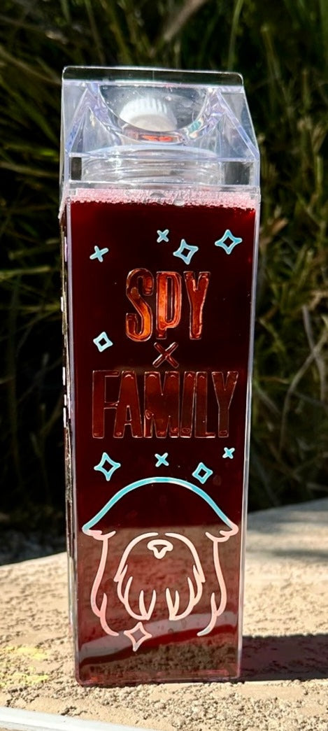 Spy X Family BPA-Free Holographic Design 32 oz. refillable Milk Carton Bottle.