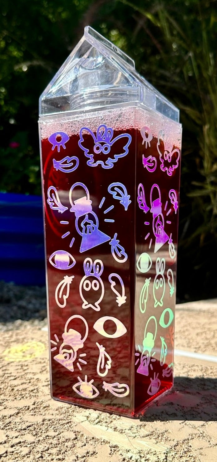 Mothman Diseño holográfico sin BPA 32 oz. Botella de cartón de leche recargable.