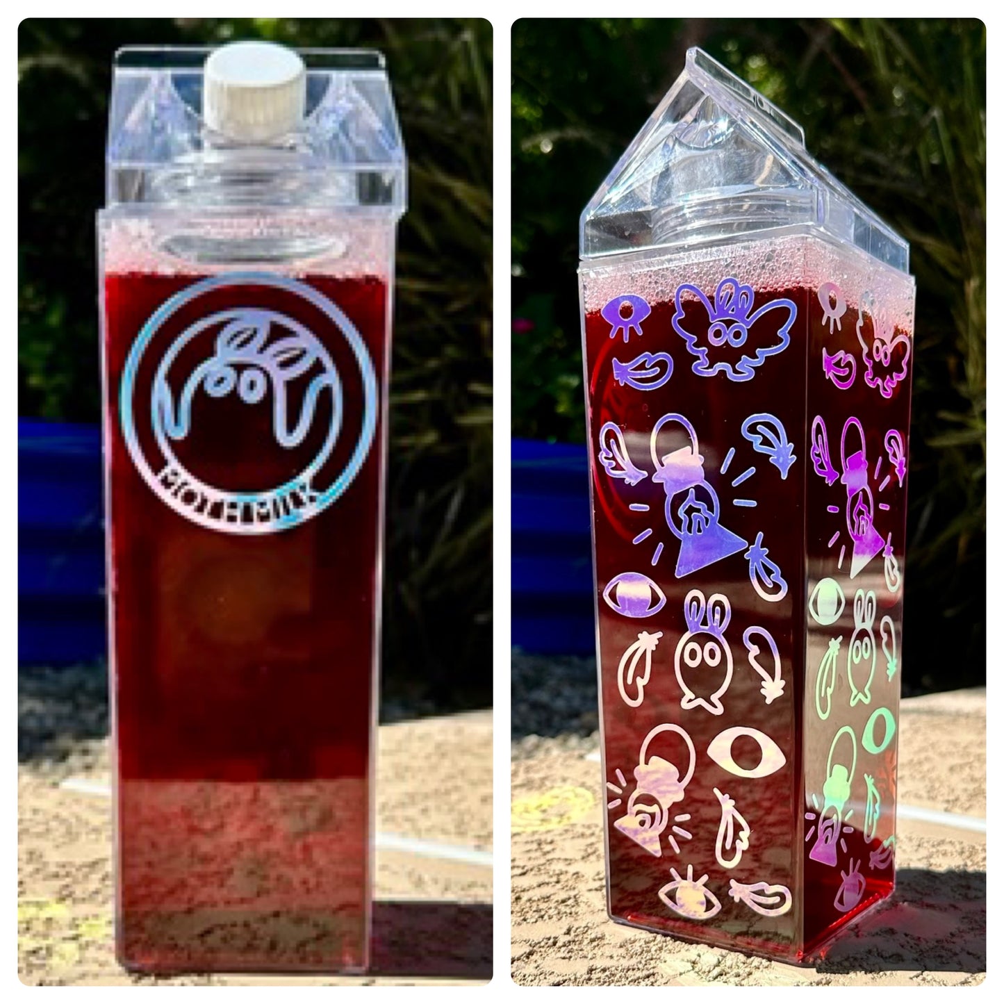 Mothman BPA-Free Holographic Design 32 oz. refillable Milk Carton Bottle.