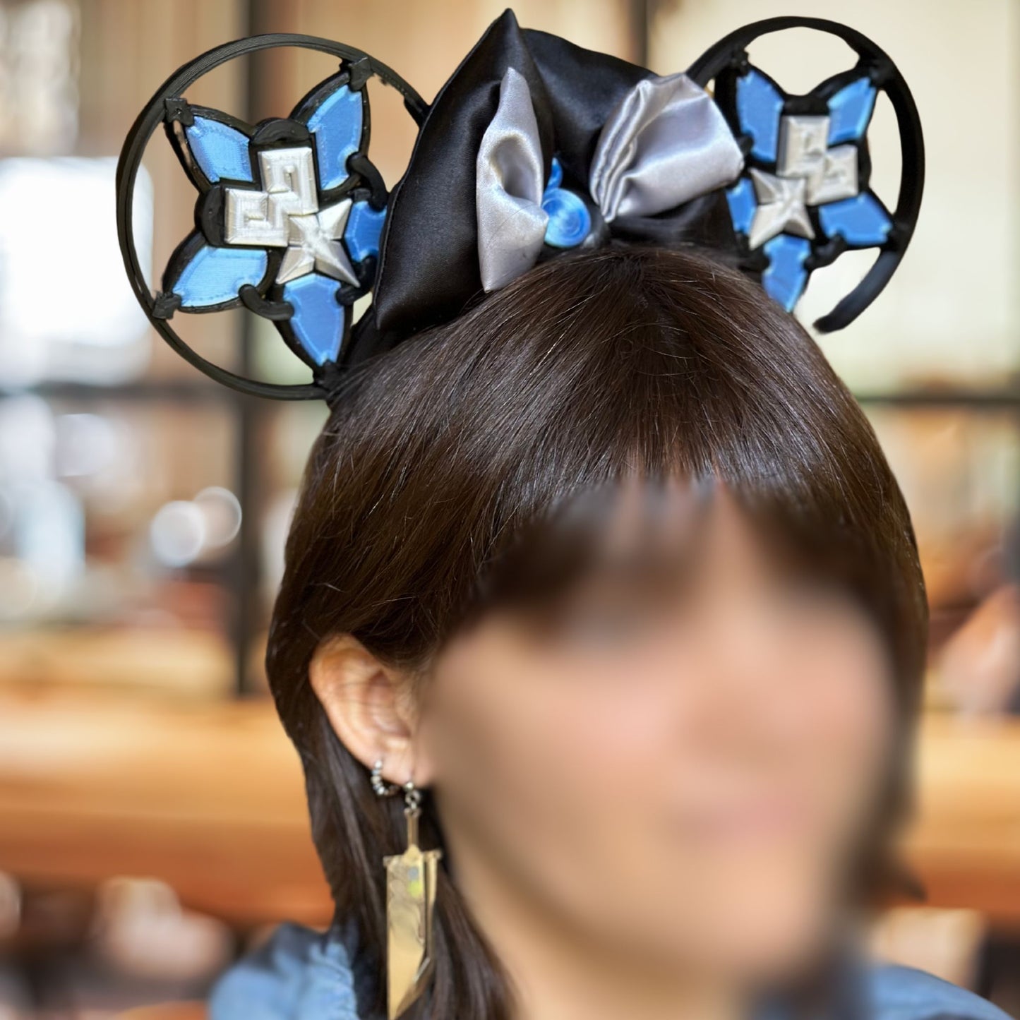 Kingdom Hearts "Aqua" EARS o BOW para parques temáticos, cosplay o coleccionistas. Grandes orejas de Mickey unisex para WDW Bound, visitas al parque o vacaciones.