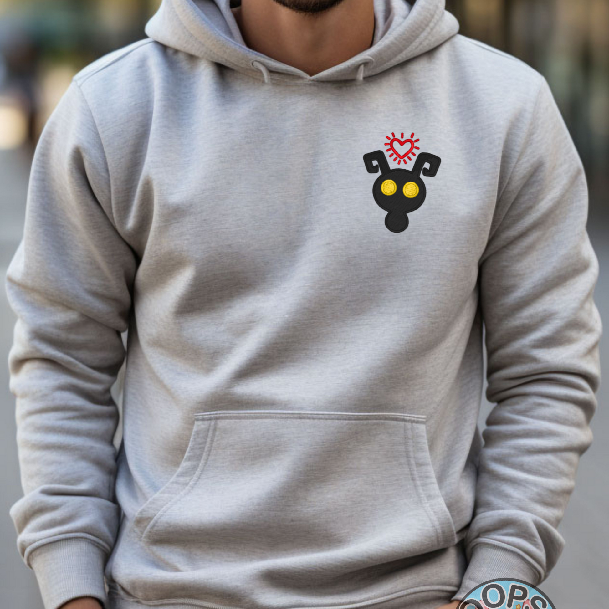 Disney Kingdom Hearts Video Game “Heartless” Shirt.  Embroidered Heavyweight Unisex Hoodie in ASH.  Shop online today to get yours at HTTPS://OOPSBYKELLYNICOLE.COM 