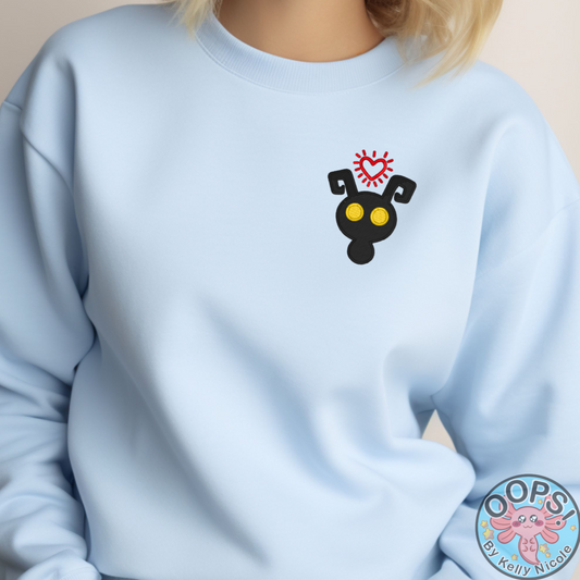 Disney Kingdom Hearts Video Game “Heartless” Shirt.  Embroidered Heavyweight Unisex Sweatshirt in Blue.  Shop online today to get yours at HTTPS://OOPSBYKELLYNICOLE.COM 