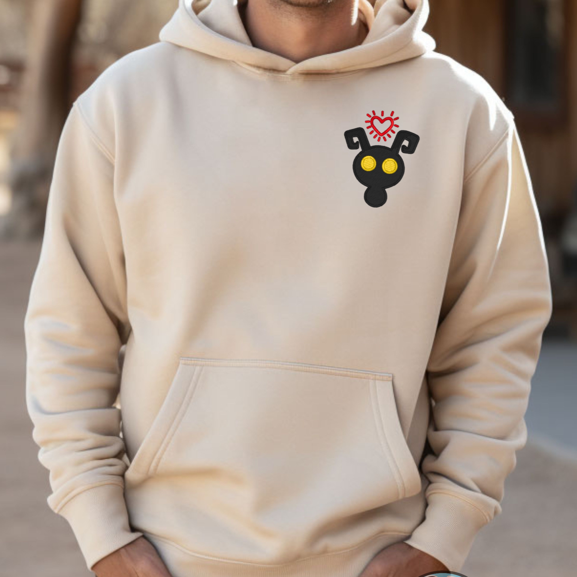 Disney Kingdom Hearts Video Game “Heartless” Shirt.  Embroidered Heavyweight Unisex Hoodie in Sand.  Shop online today to get yours at HTTPS://OOPSBYKELLYNICOLE.COM 