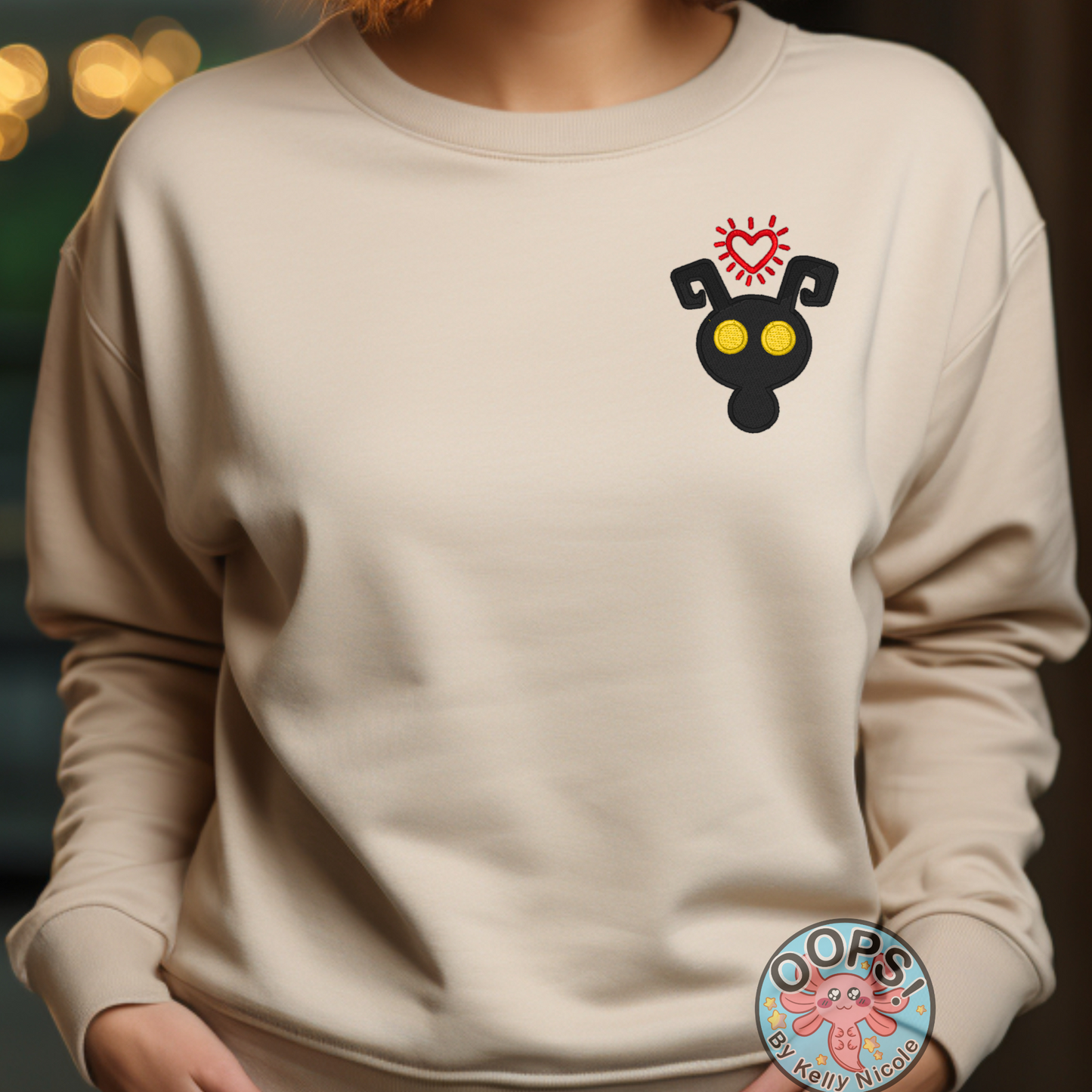 Disney Kingdom Hearts Video Game “Heartless” Shirt.  Embroidered Heavyweight Unisex Sweatshirt in SAND.  Shop online today to get yours at HTTPS://OOPSBYKELLYNICOLE.COM 