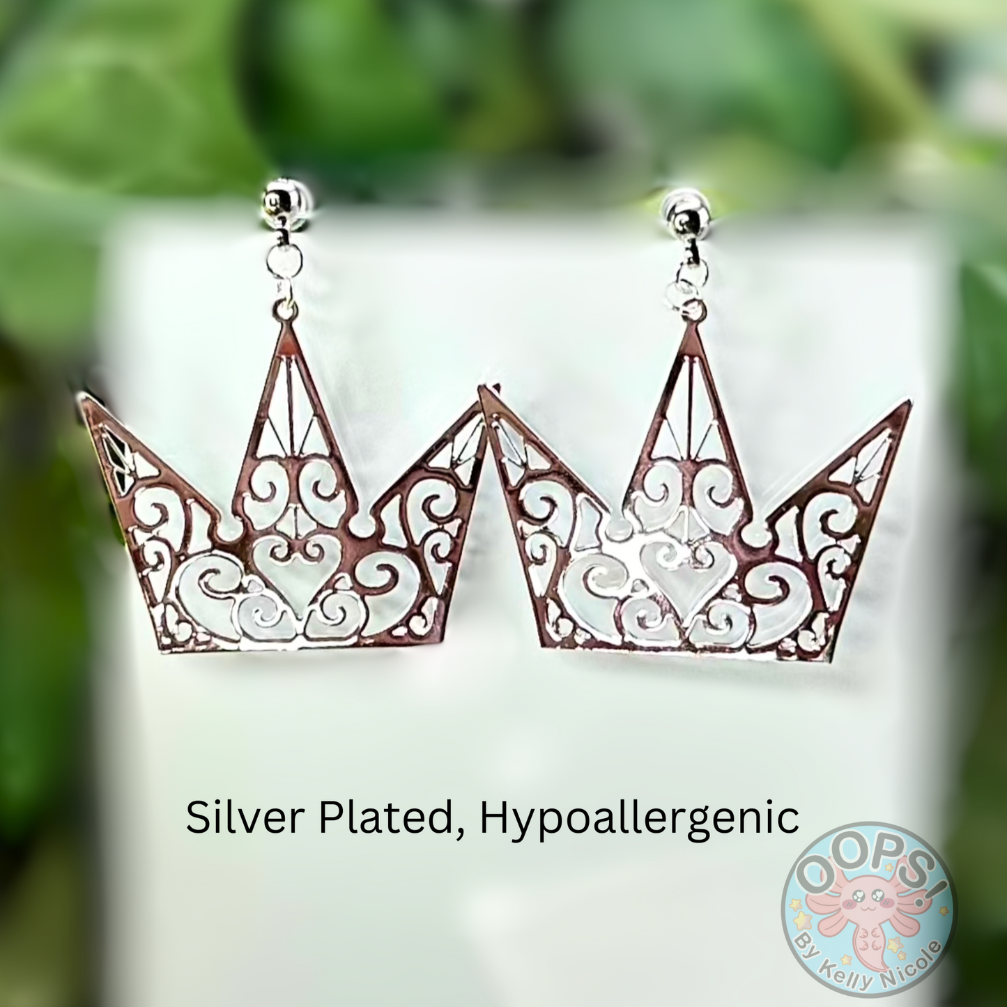 New Bundle!  CROWN Necklace and Drop Earrings JEWELRY SET inspired by Kingdom Hearts! Your choice of  hypoallergenic Gold or Silver-plated.  Perfect for any occasion or Gift.