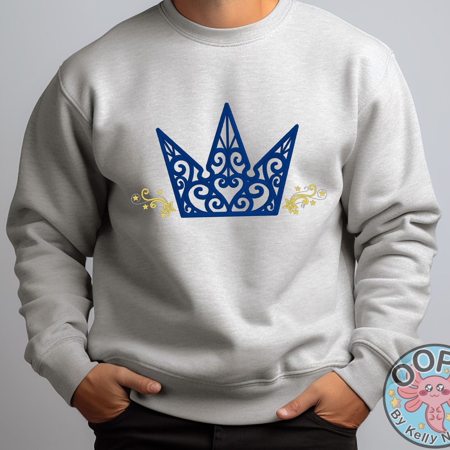 Disney Kingdom Hearts Video Game Crown Shirt.  Embroidered Heavyweight Unisex Sweatshirt in Ash Gray.  Shop online today to get yours at HTTPS://OOPSBYKELLYNICOLE.COM 