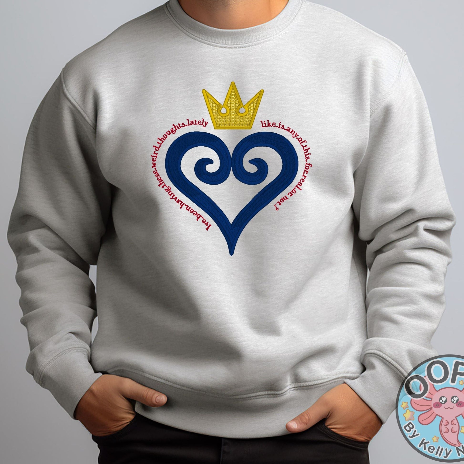  Disney Kingdom Hearts Video Game Shirt.  Embroidered Heavyweight Unisex Sweatshirt in Ash.  Shop online today to get yours at HTTPS://OOPSBYKELLYNICOLE.COM 