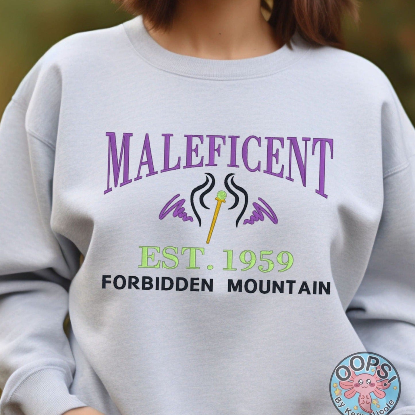 MALEFICENT Disney Villain Embroidered  Heavyweight Unisex Sweatshirt in ASH.  Shop online today to get yours at HTTPS://OOPSBYKELLYNICOLE.COM 