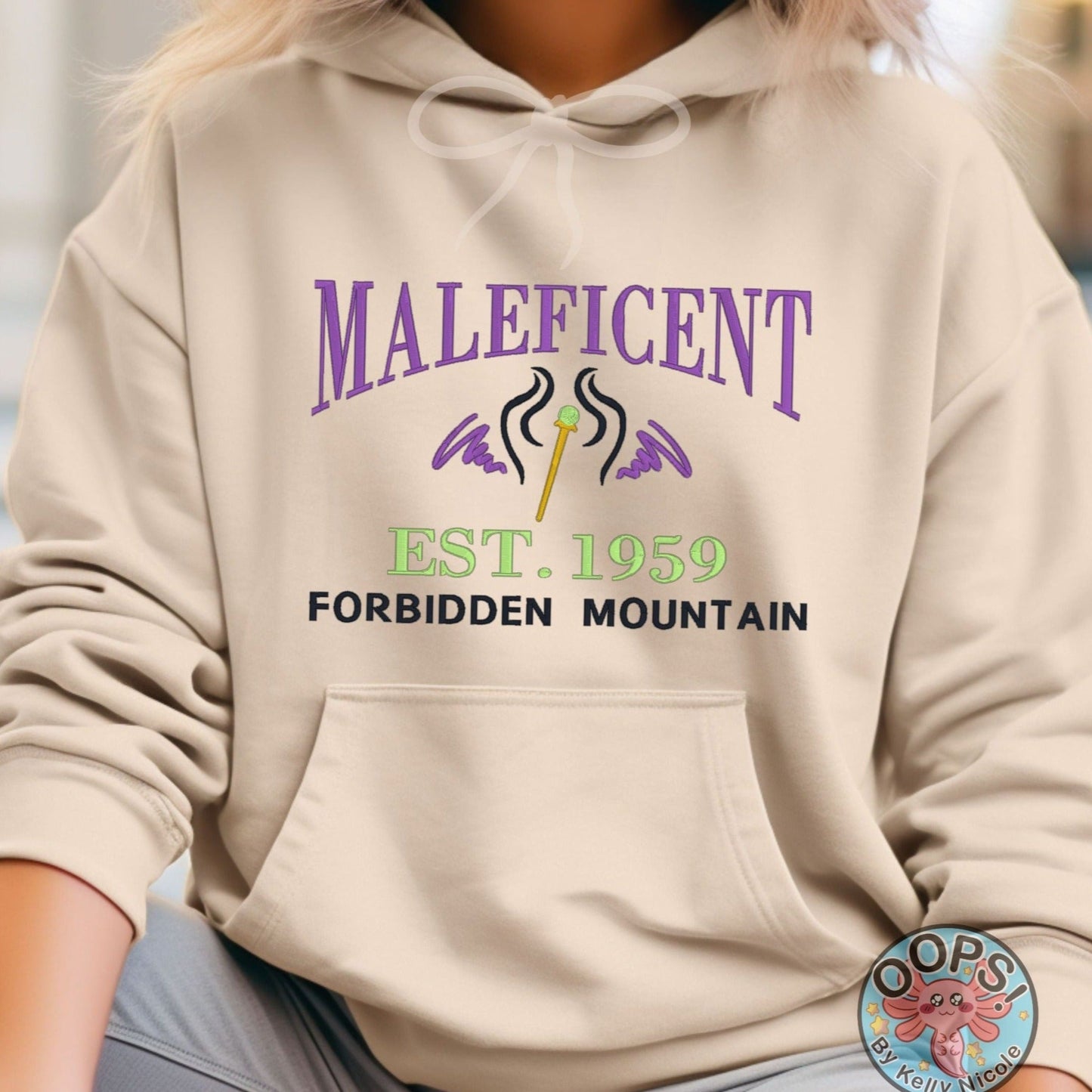 MALEFICENT Disney VillainEmbroidered Heavyweight Unisex Hoodie in SAND.  Shop online today to get yours at HTTPS://OOPSBYKELLYNICOLE.COM 