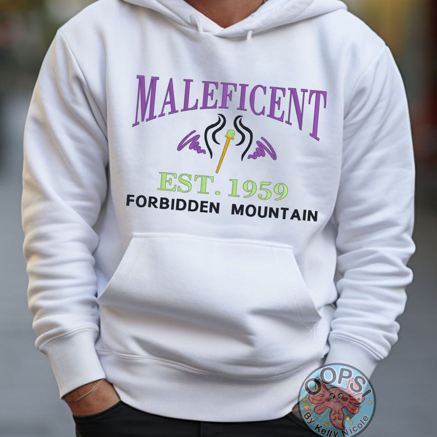 MALEFICENT Disney VillainEmbroidered Heavyweight Unisex Hoodie in WHITE.  Shop online today to get yours at HTTPS://OOPSBYKELLYNICOLE.COM 