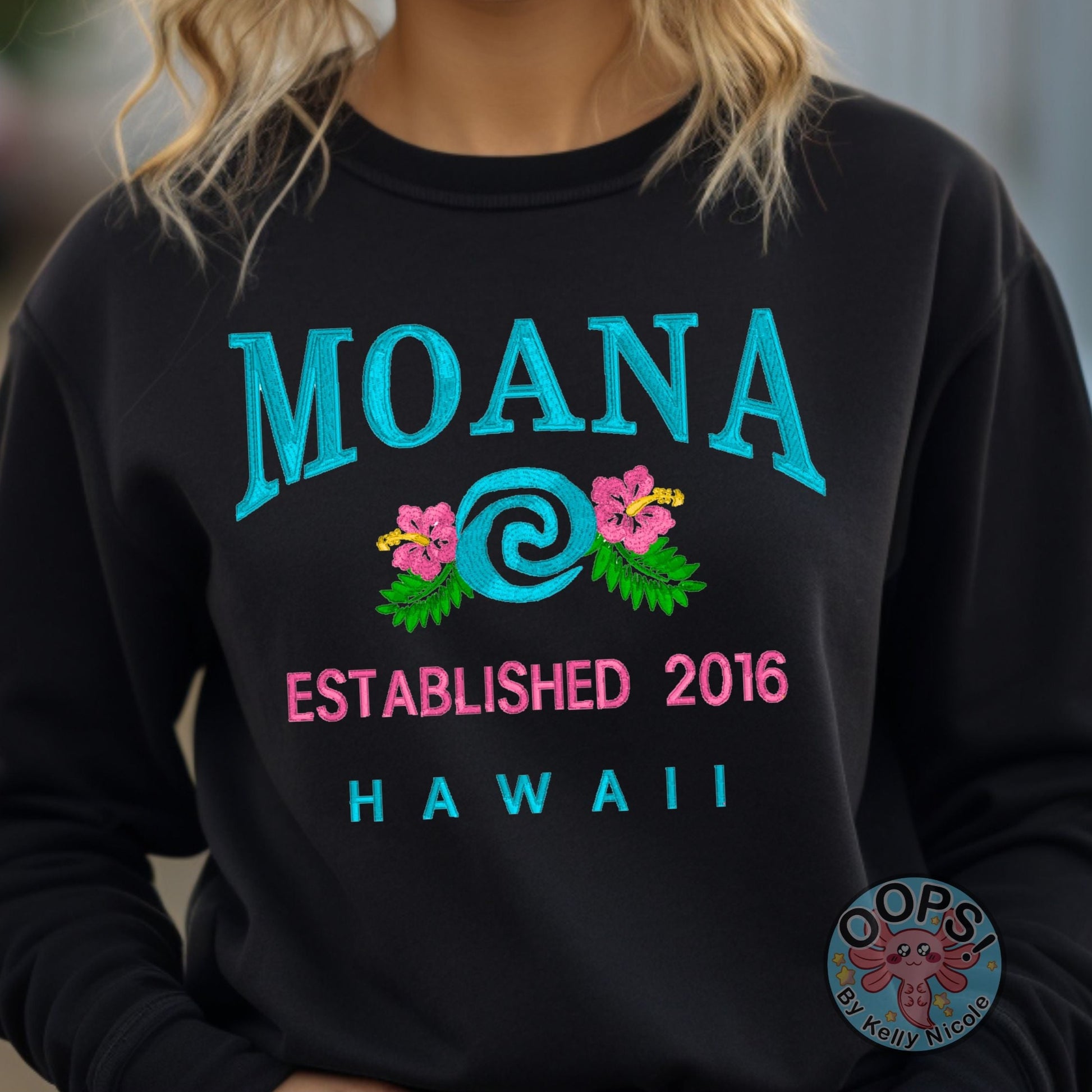 “MOANA”  Disney Princess  Embroidered  Heavyweight Unisex Sweatshirt in BLACK.  Shop online today to get yours at HTTPS://OOPSBYKELLYNICOLE.COM 