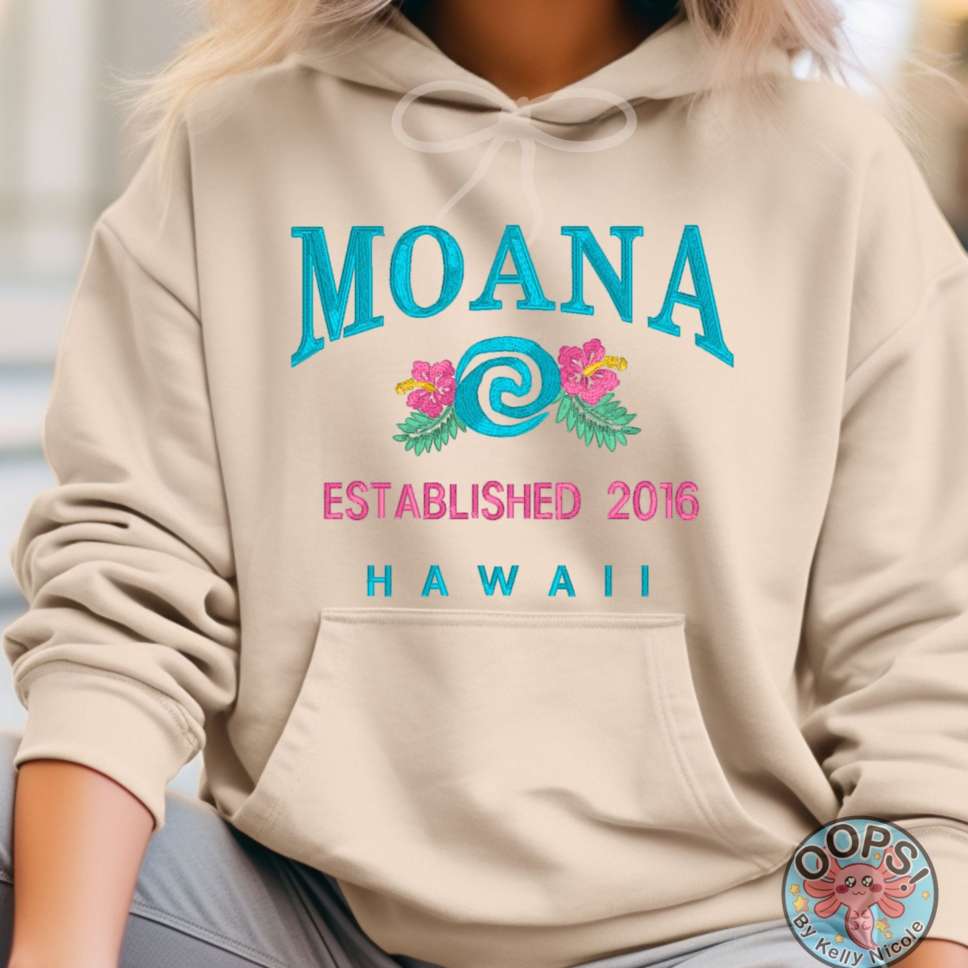 “MOANA”  Disney Princess  Embroidered   Embroidered Heavyweight Unisex Hoodie in SAND.  Shop online today to get yours at HTTPS://OOPSBYKELLYNICOLE.COM 