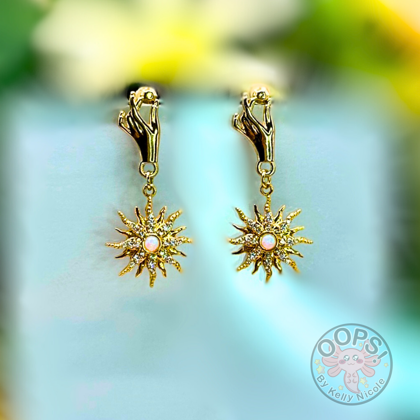 Genuine Opal Star Gold -plated Sparkle Drop Earrings perfect for home, work, party or memorable gift