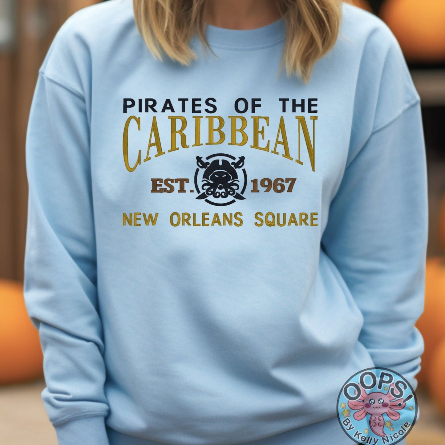 Disney “Pirates of the Caribbean” Embroidered Fandom Shirt. Heavyweight Unisex Sweatshirt in Blue.  Shop online today to get yours at HTTPS://OOPSBYKELLYNICOLE.COM 