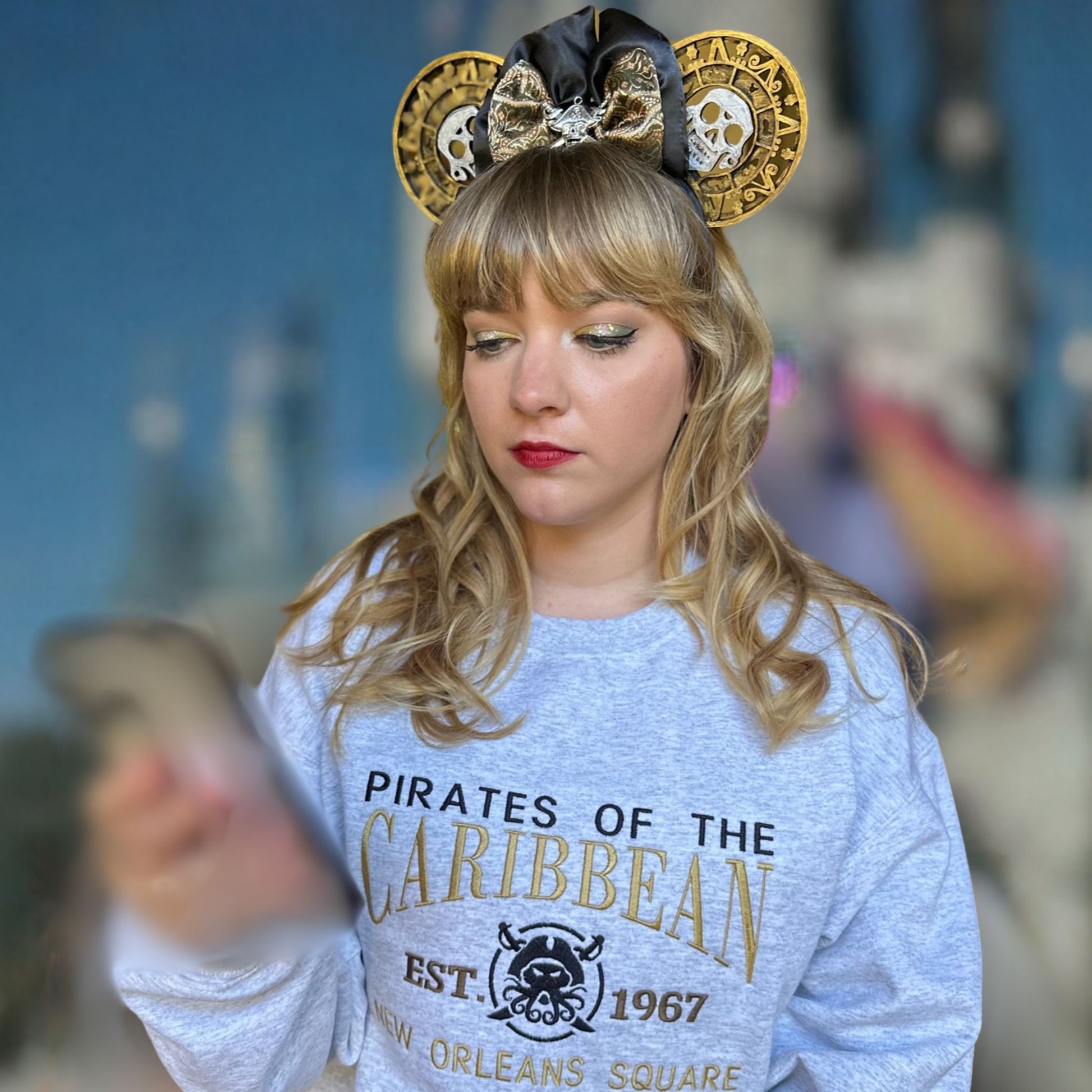 Embroidered Disney “Pirates of the Caribbean”  Unisex Comfort Colors Sweatshirt in Ash. Perfect for Home, work or anytime cozy comfort wear.  Order yours today at https://oopsbykellynicole.com.