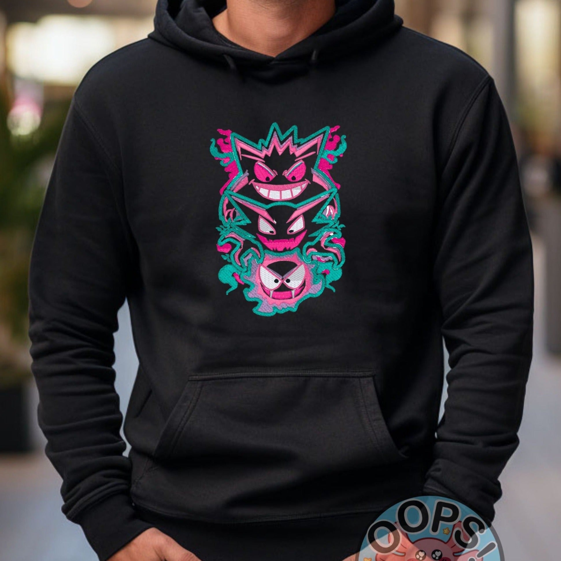 Ghost Pokemon-GO Embroidered Heavyweight Unisex Hoodie in black  Shop online today to get yours at HTTPS://OOPSBYKELLYNICOLE.COM 