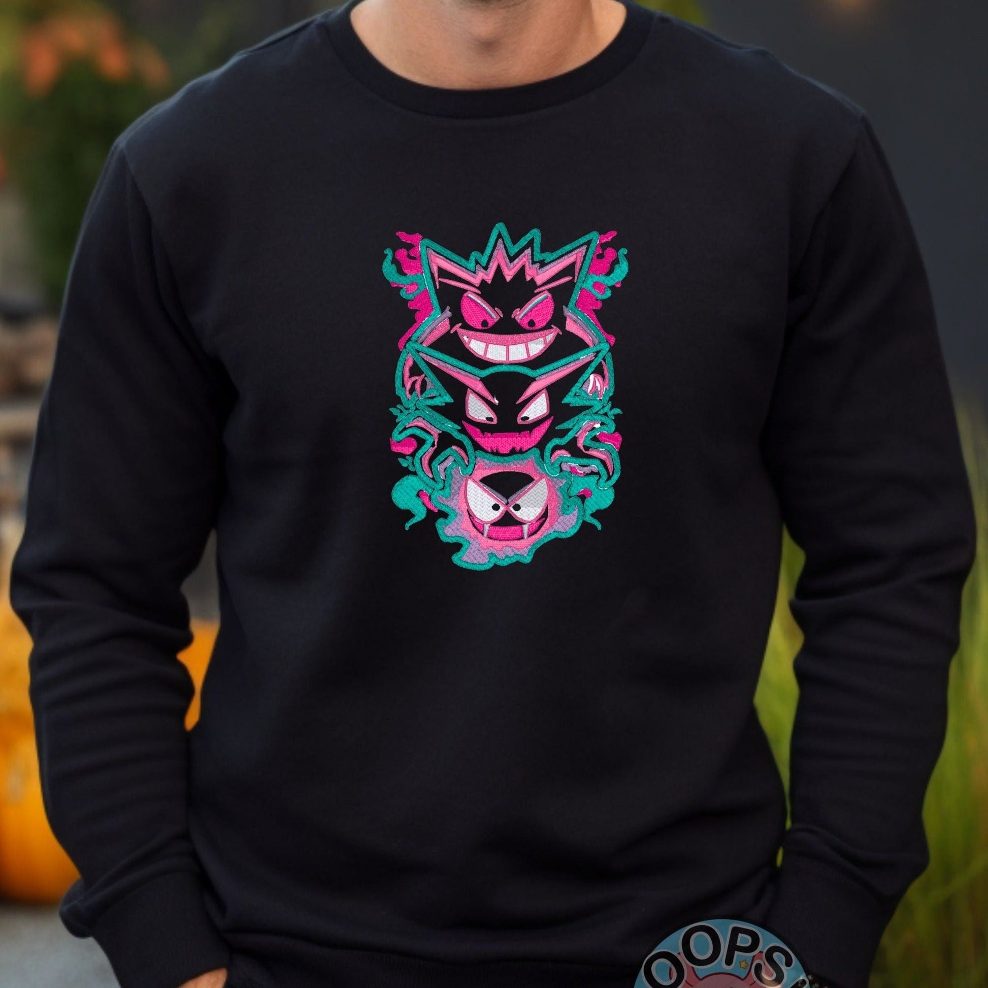 Ghost Pokemon-GO Embroidered Heavyweight Unisex Sweatshirt in BLACK Shop online today to get yours at HTTPS://OOPSBYKELLYNICOLE.COM 